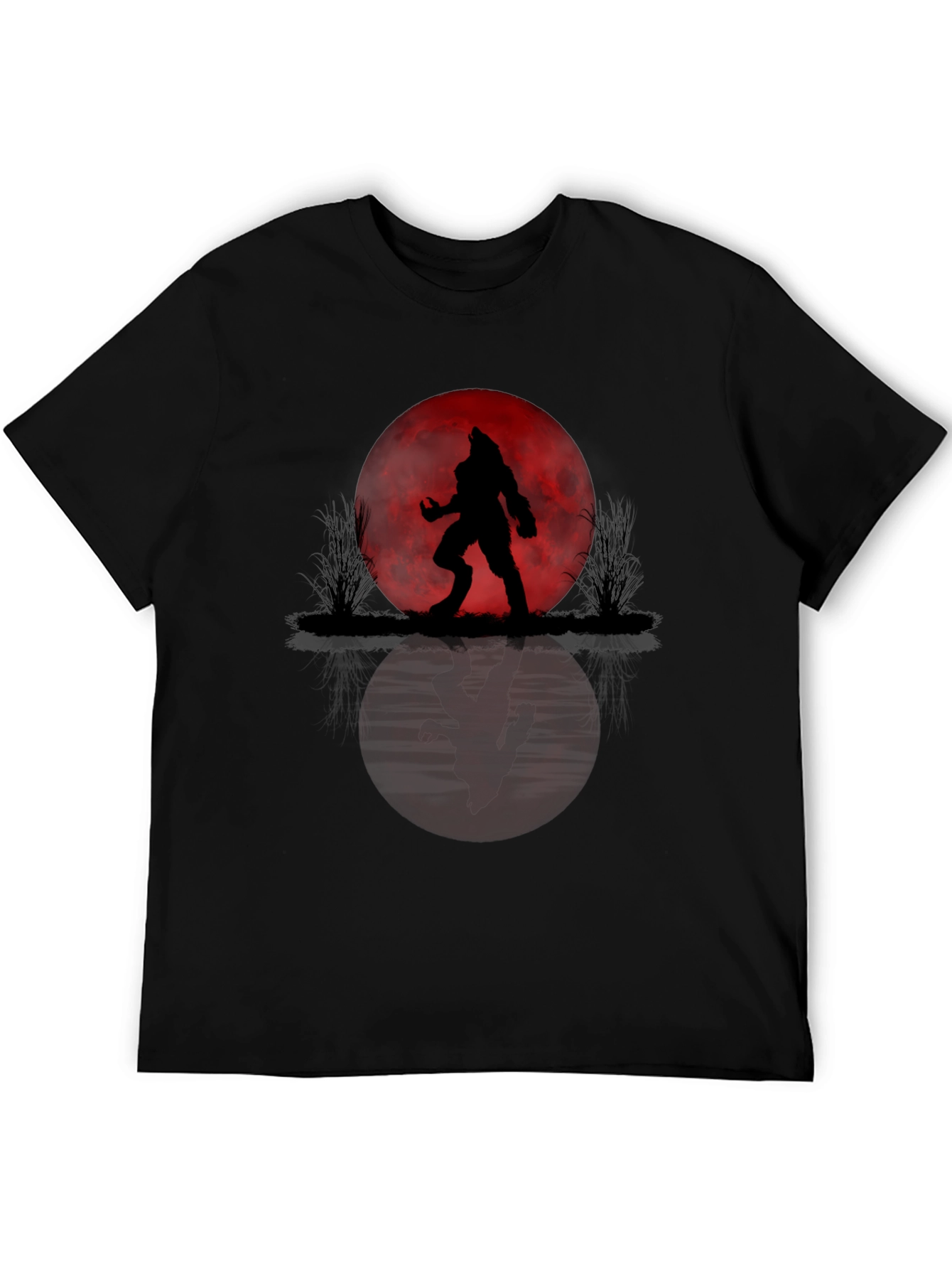 Werewolf Moon Graphic Tee - Black Cotton Blend