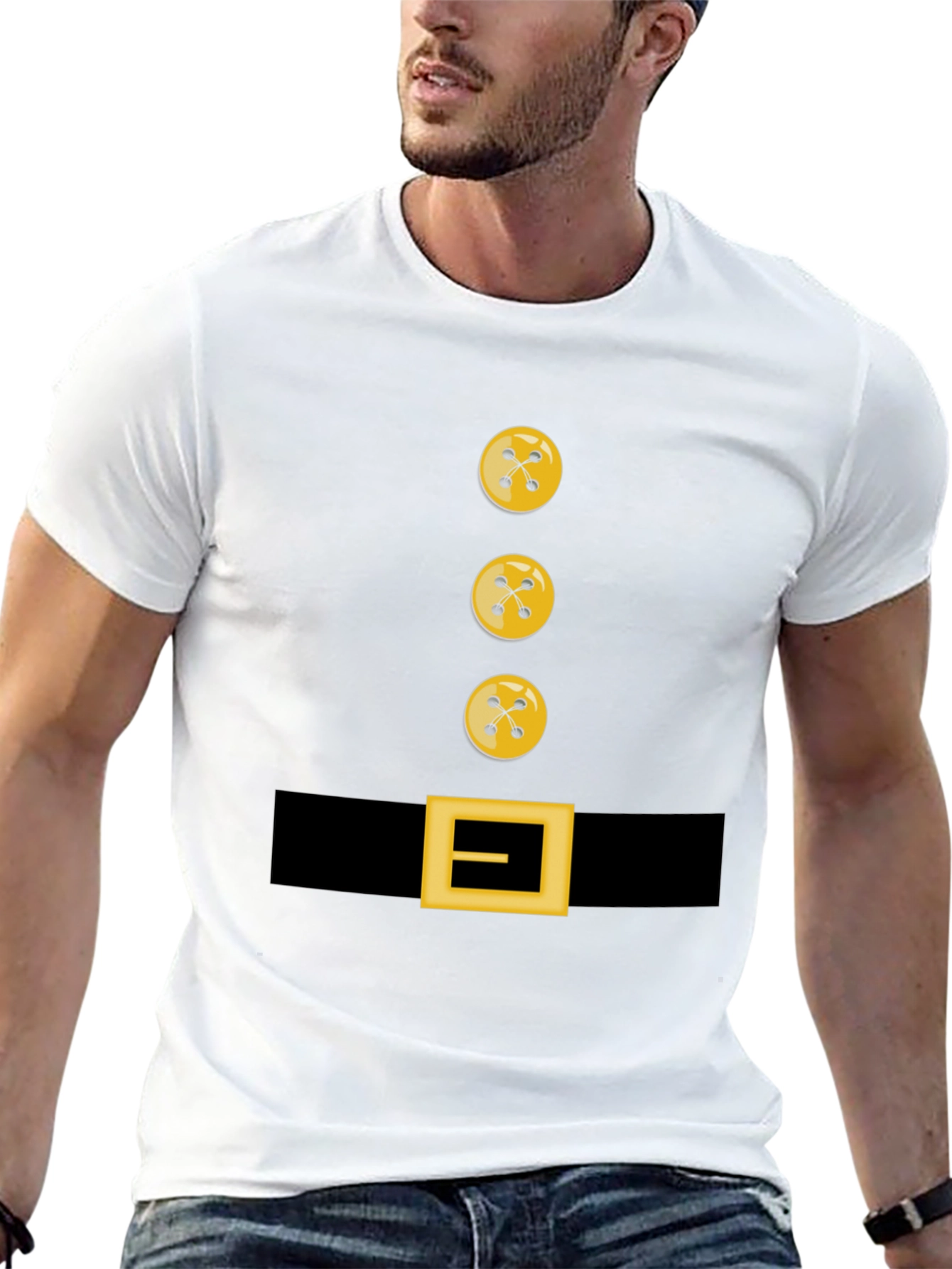 Novelty Button and Belt Graphic T-Shirt