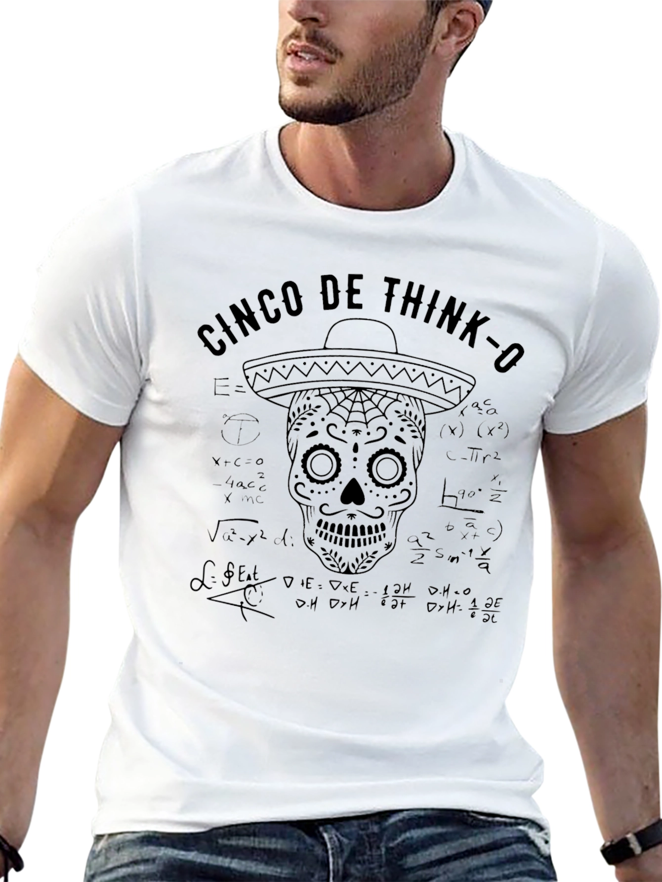 Cinco De Think-O T-Shirt - Math Skull Sombrero