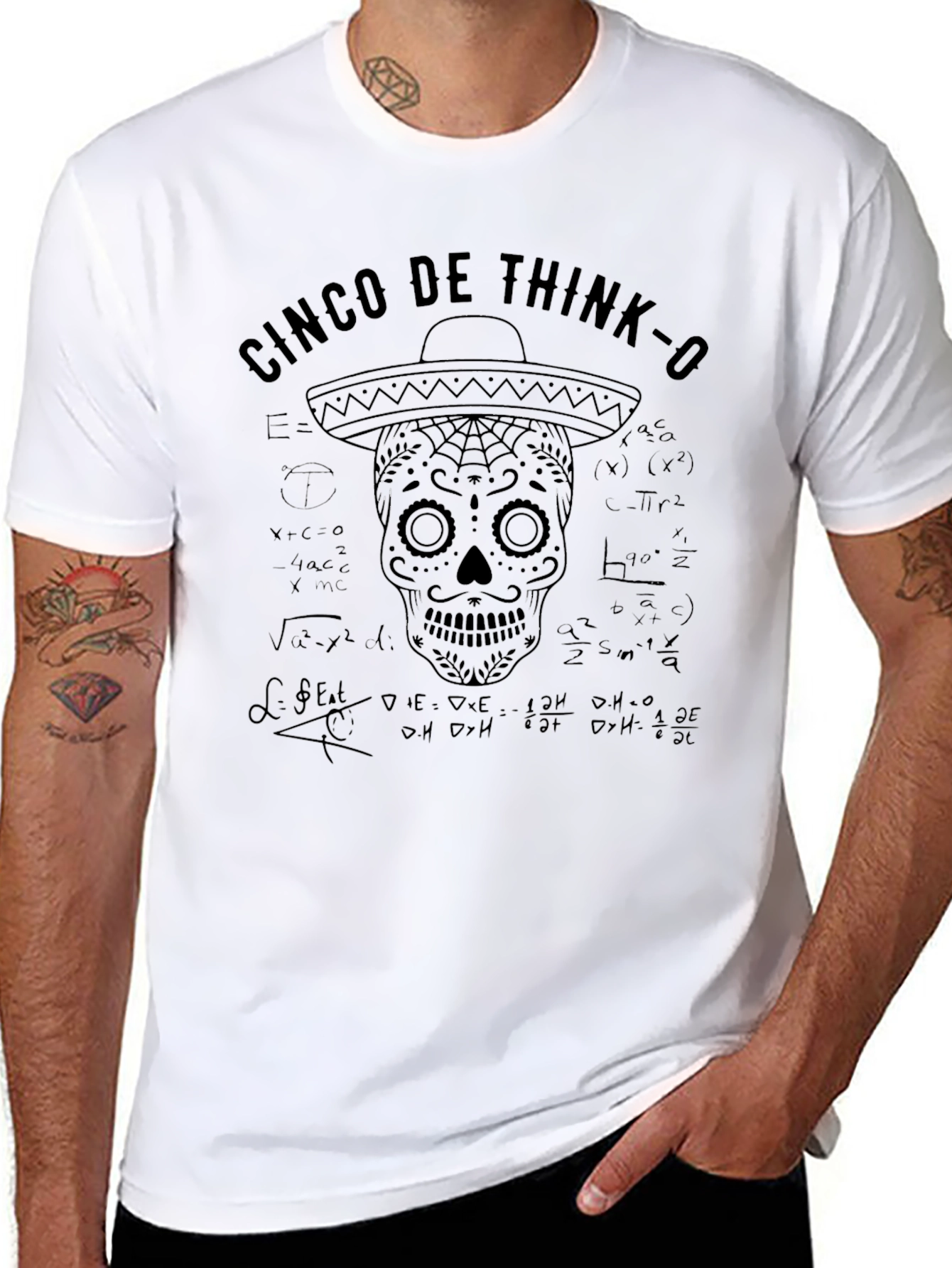 Cinco De Think-O T-Shirt - Math Skull Sombrero