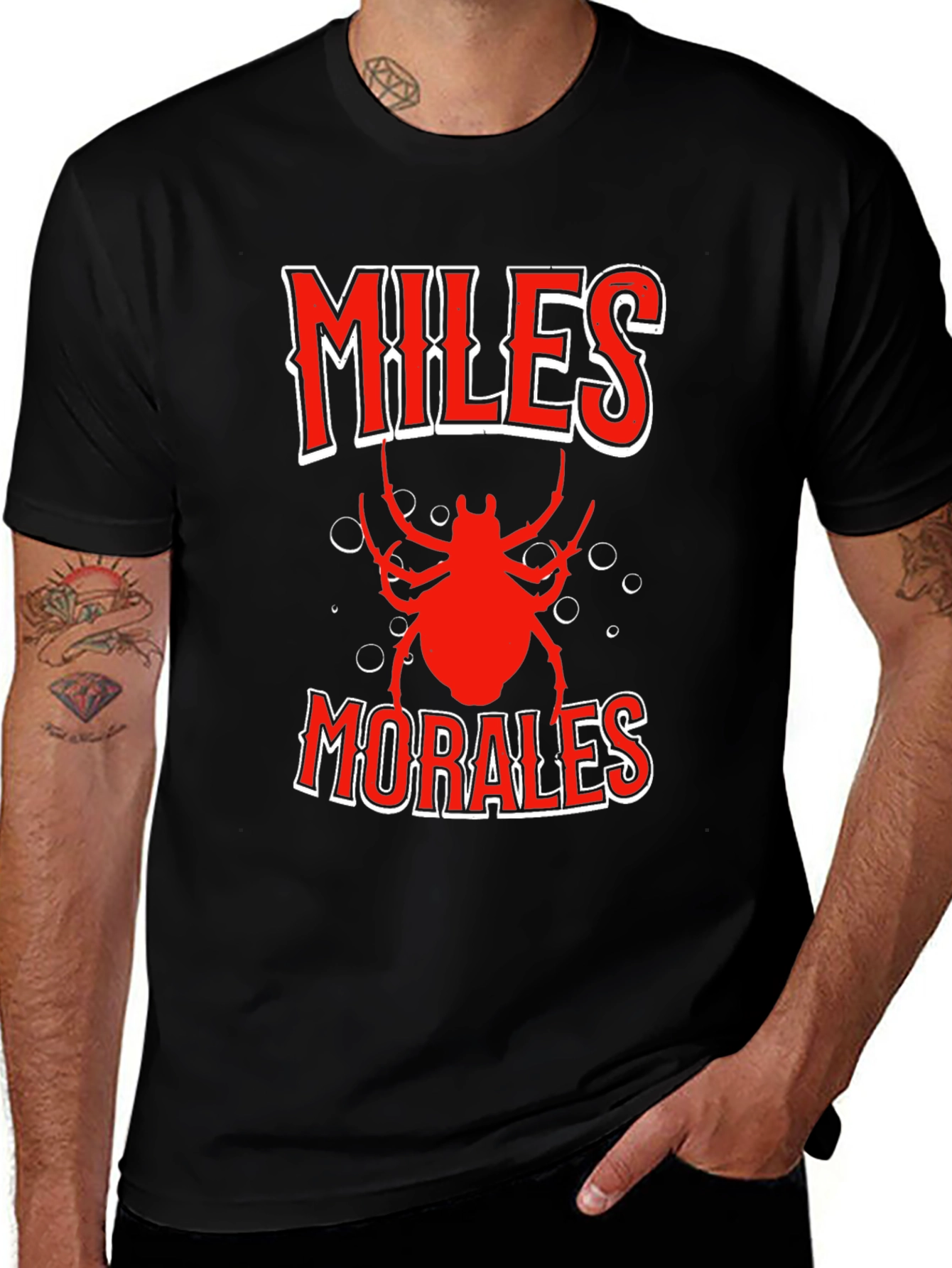 Miles Morales Spider-Man Inspired Black T-Shirt