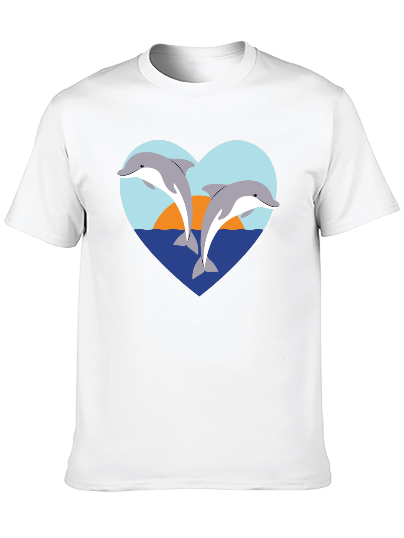 Dolphin Heart Graphic T-Shirt - Black Cotton Tee