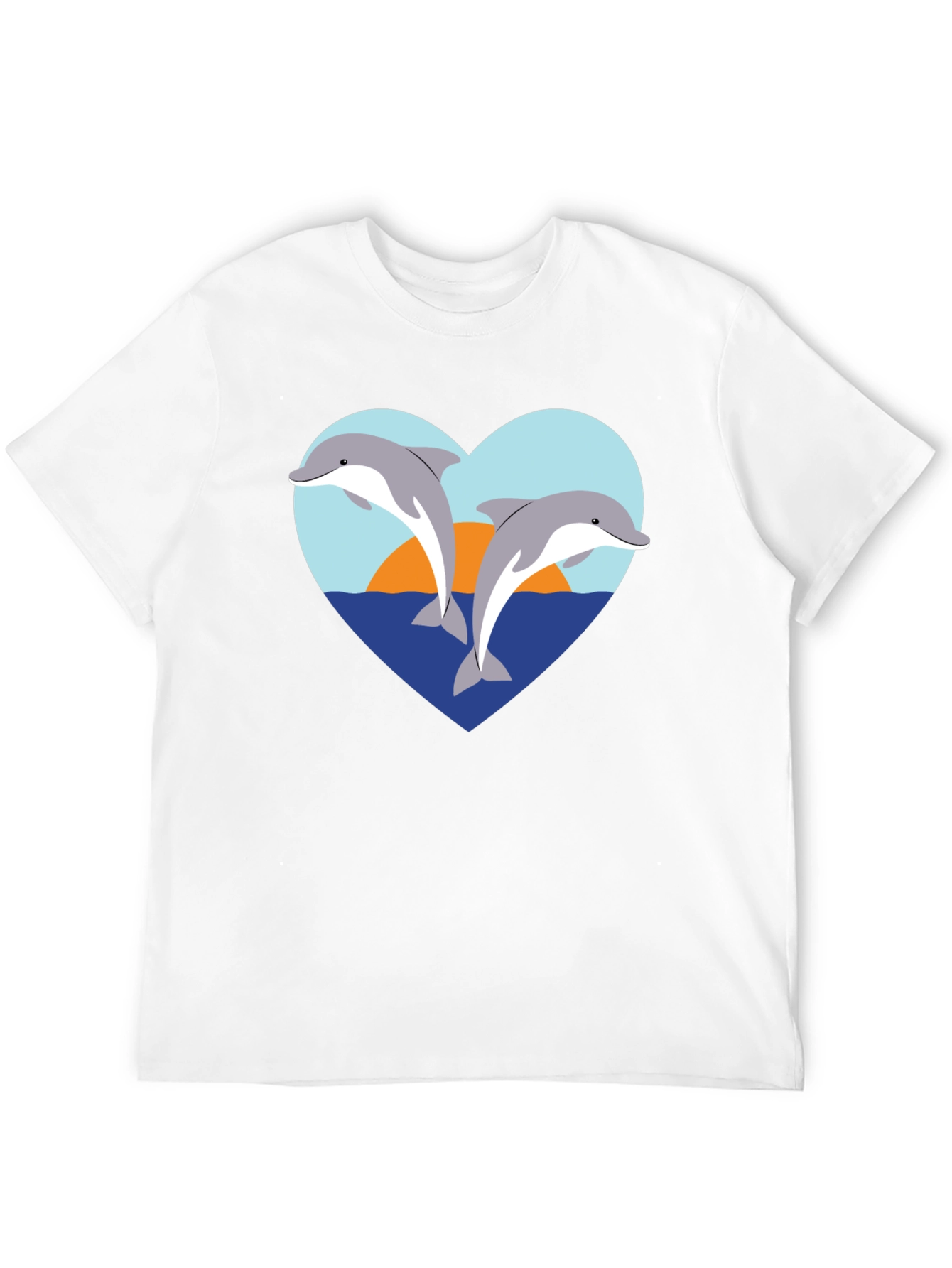Dolphin Heart Graphic T-Shirt - Black Cotton Tee