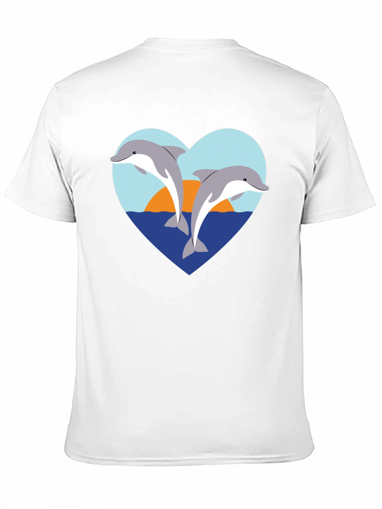 Dolphin Heart Graphic T-Shirt - Black Cotton Tee
