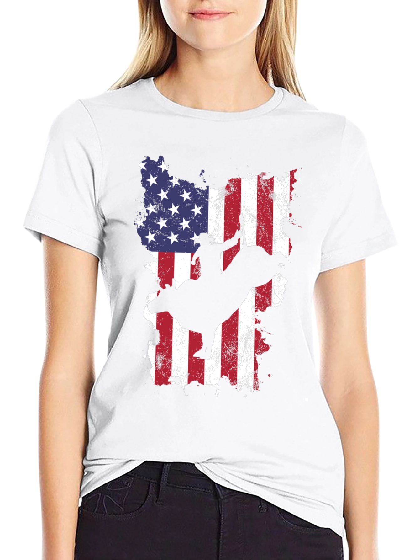 American Flag Bull Rider Graphic Tee