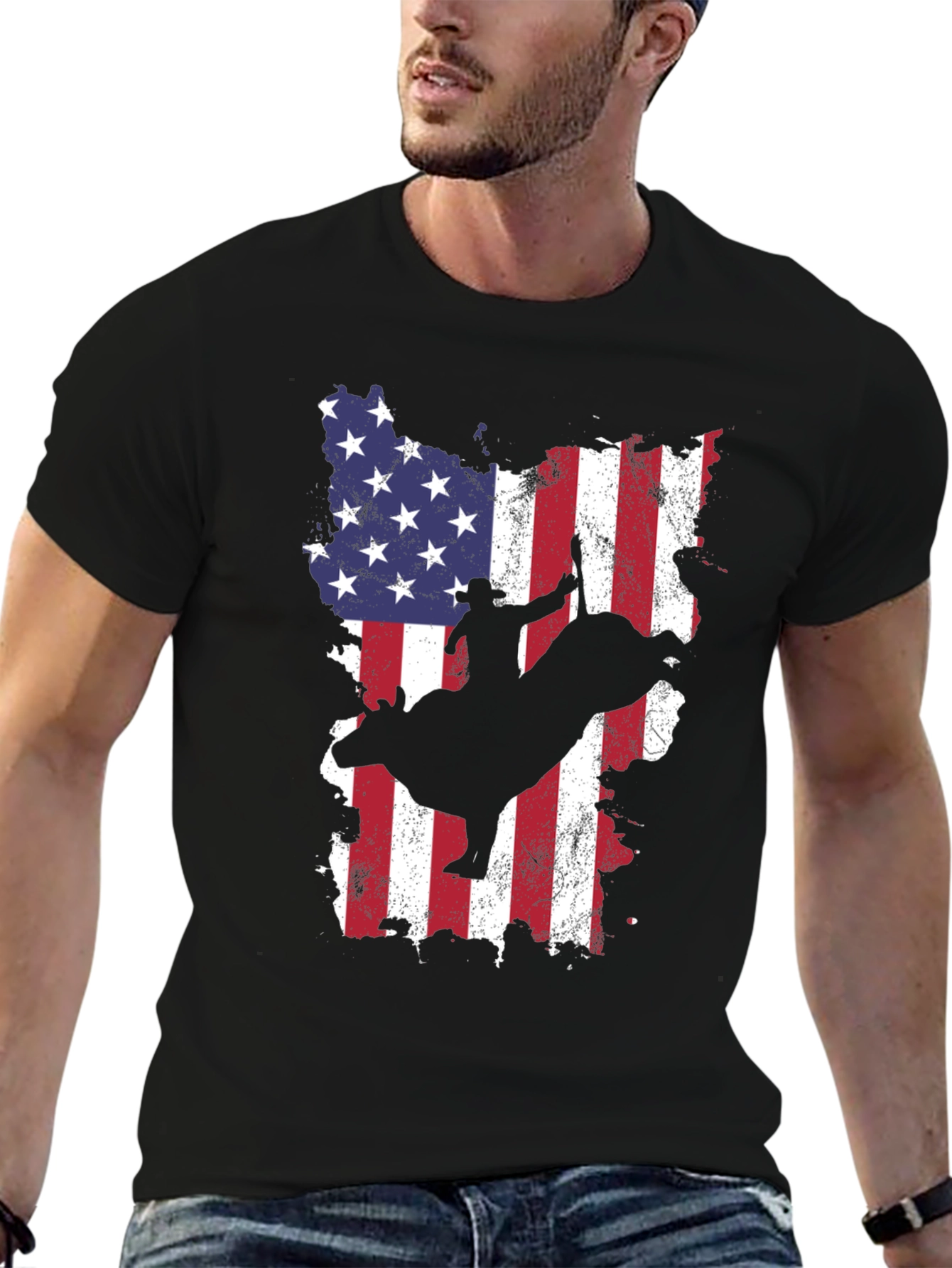 American Flag Bull Rider Graphic Tee