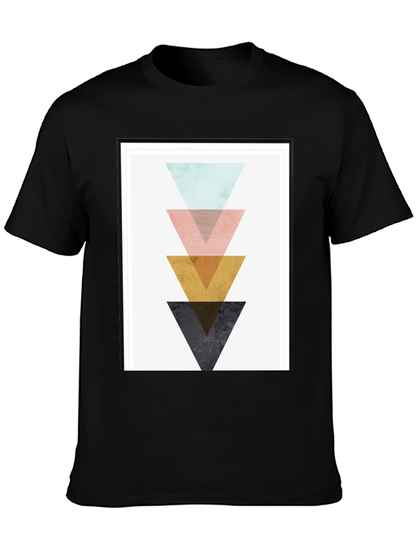 Geometric Triangle Graphic Print Black T-Shirt