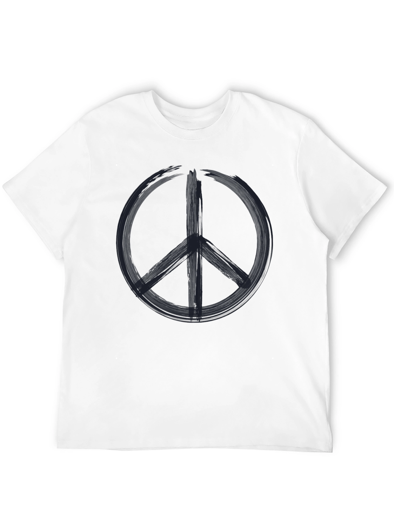 Peace Sign Graphic Tee - Black Cotton Casual Shirt