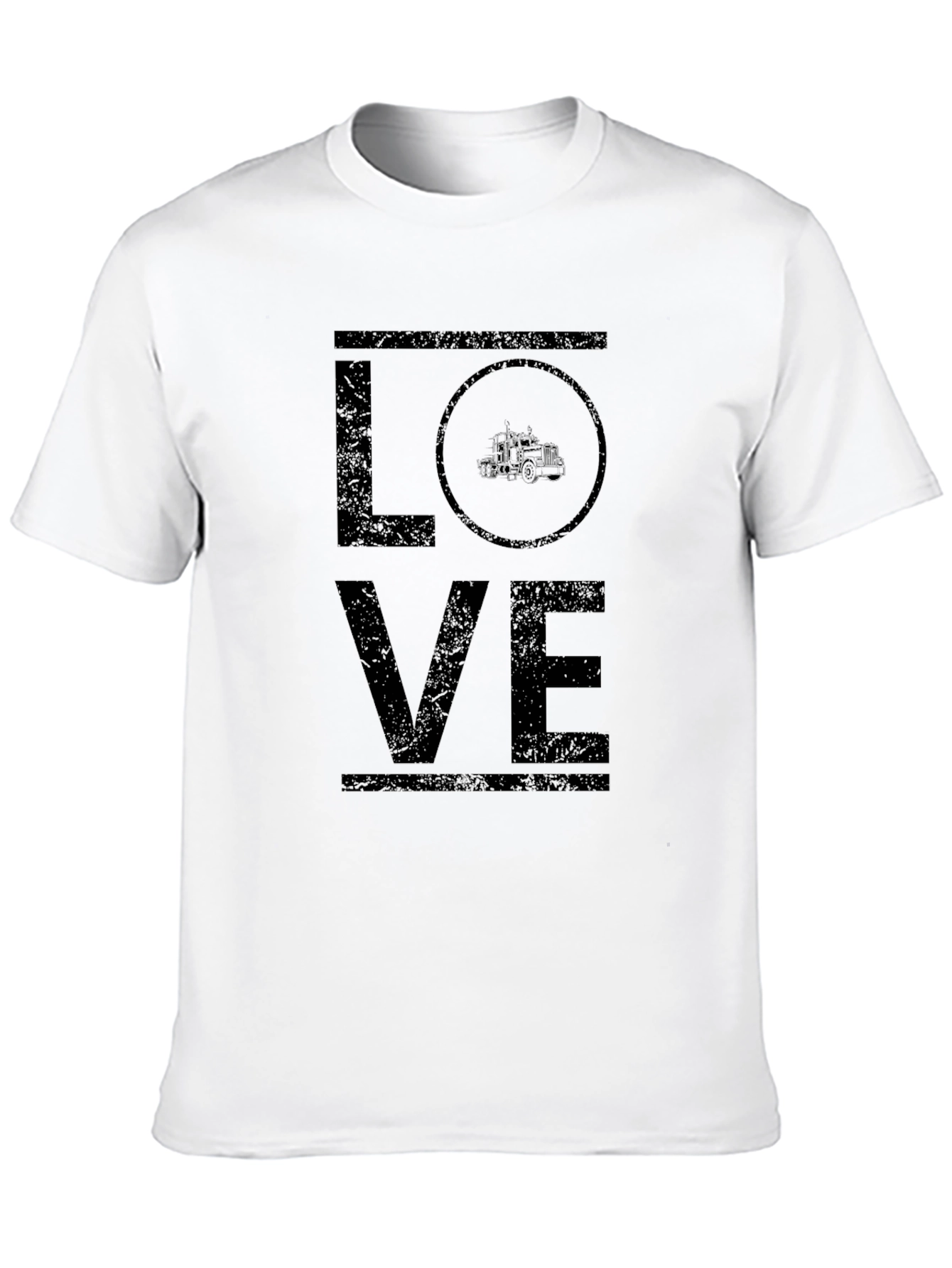 LOVE Trucker T-Shirt - Distressed Graphic Tee