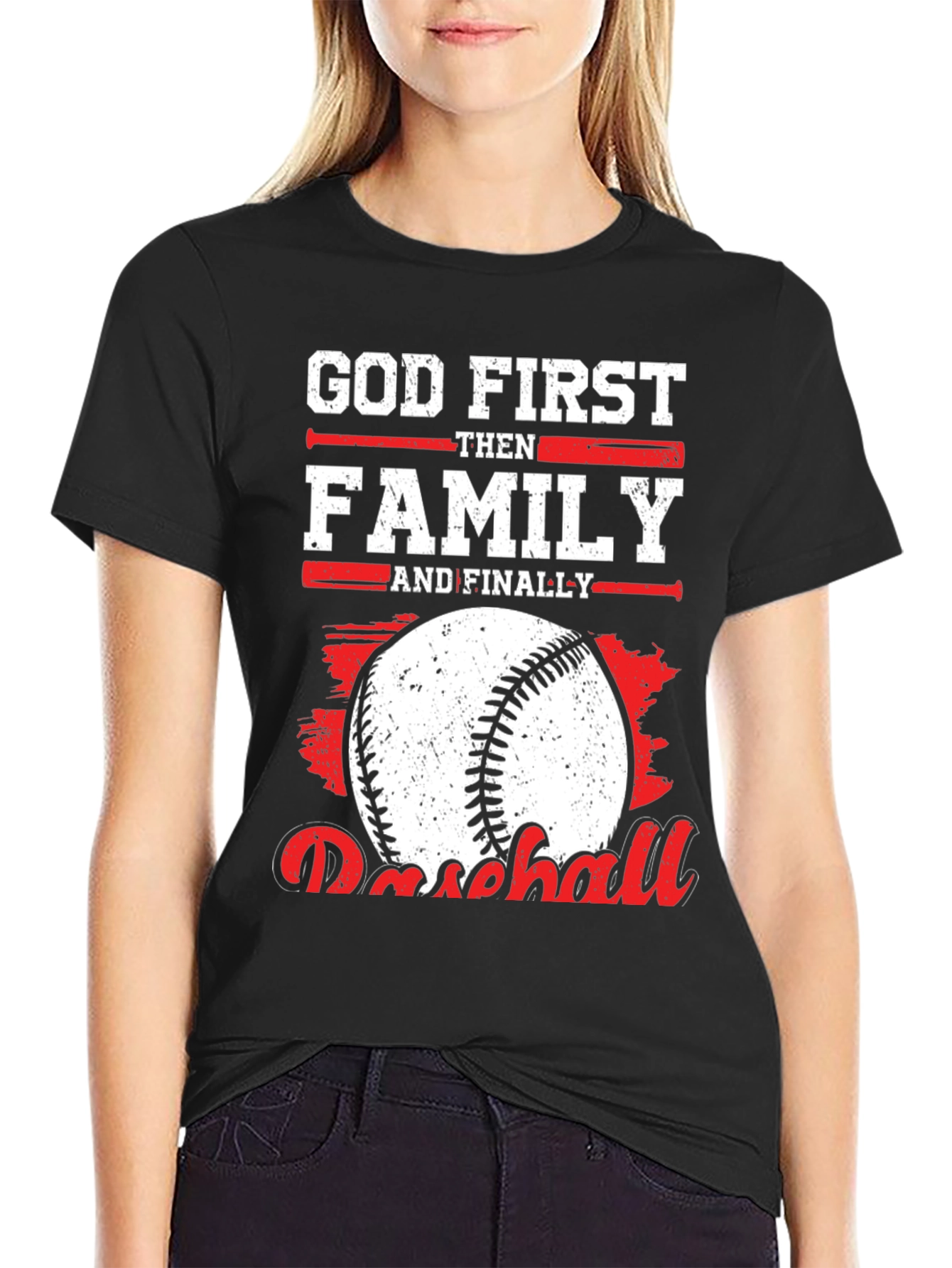God First Family Then Baseball Graphic Tee