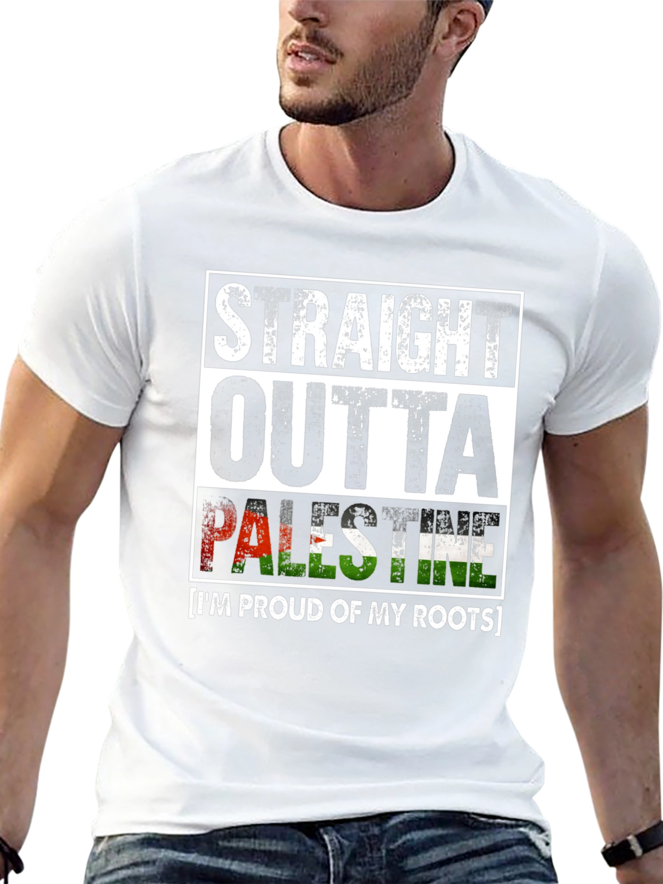 Straight Outta Palestine T-Shirt Proud Roots Graphic Tee