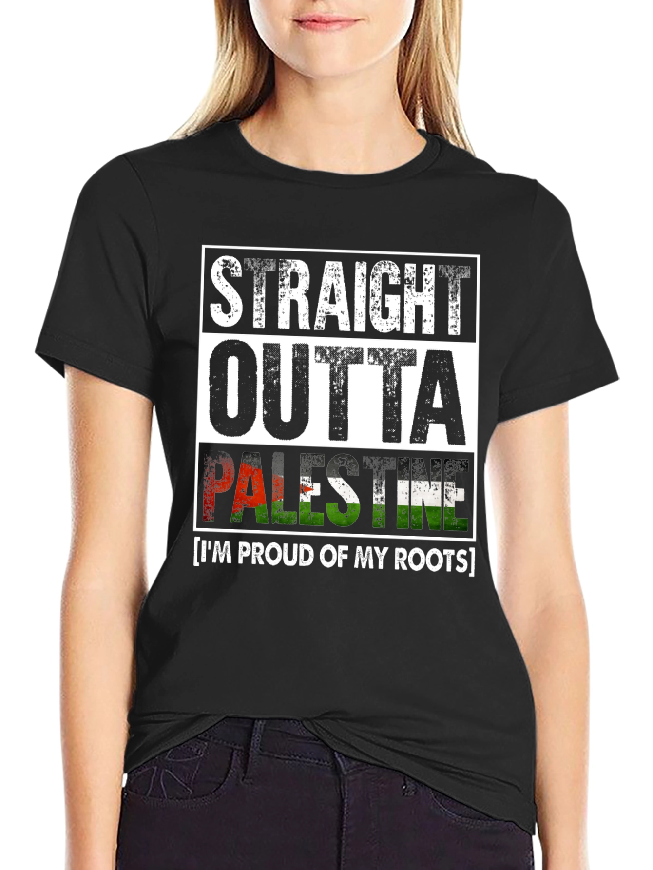 Straight Outta Palestine T-Shirt Proud Roots Graphic Tee