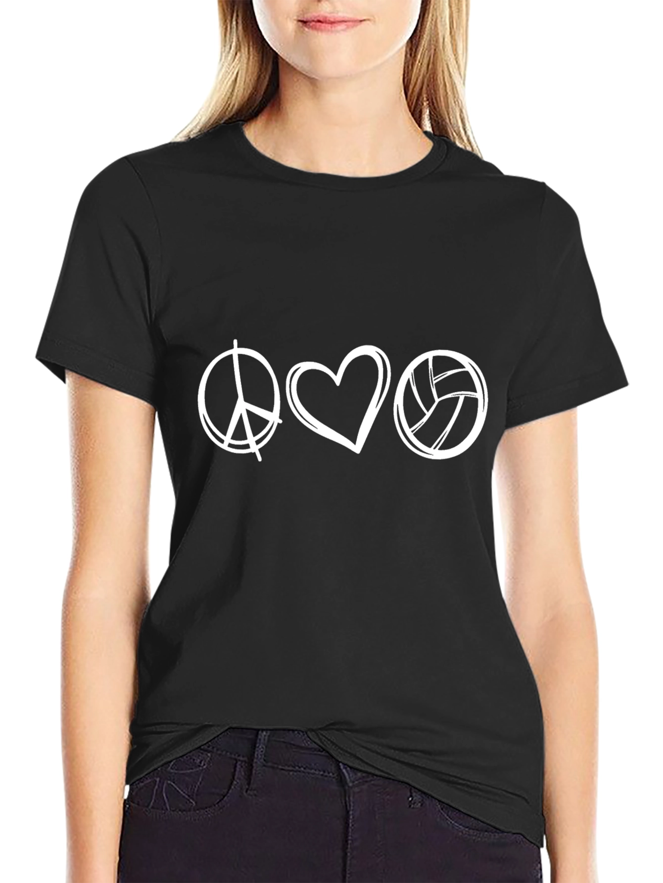 Peace Love Volleyball Graphic T-Shirt