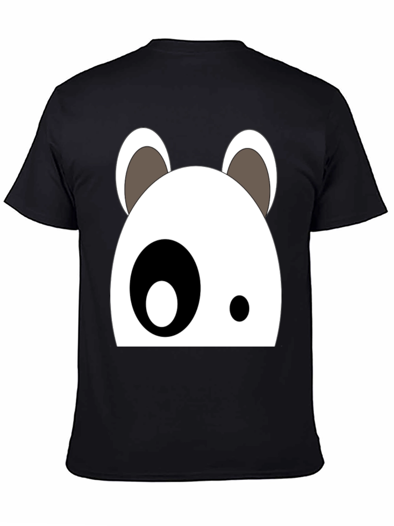 Cartoon Panda Face Black Graphic Tee