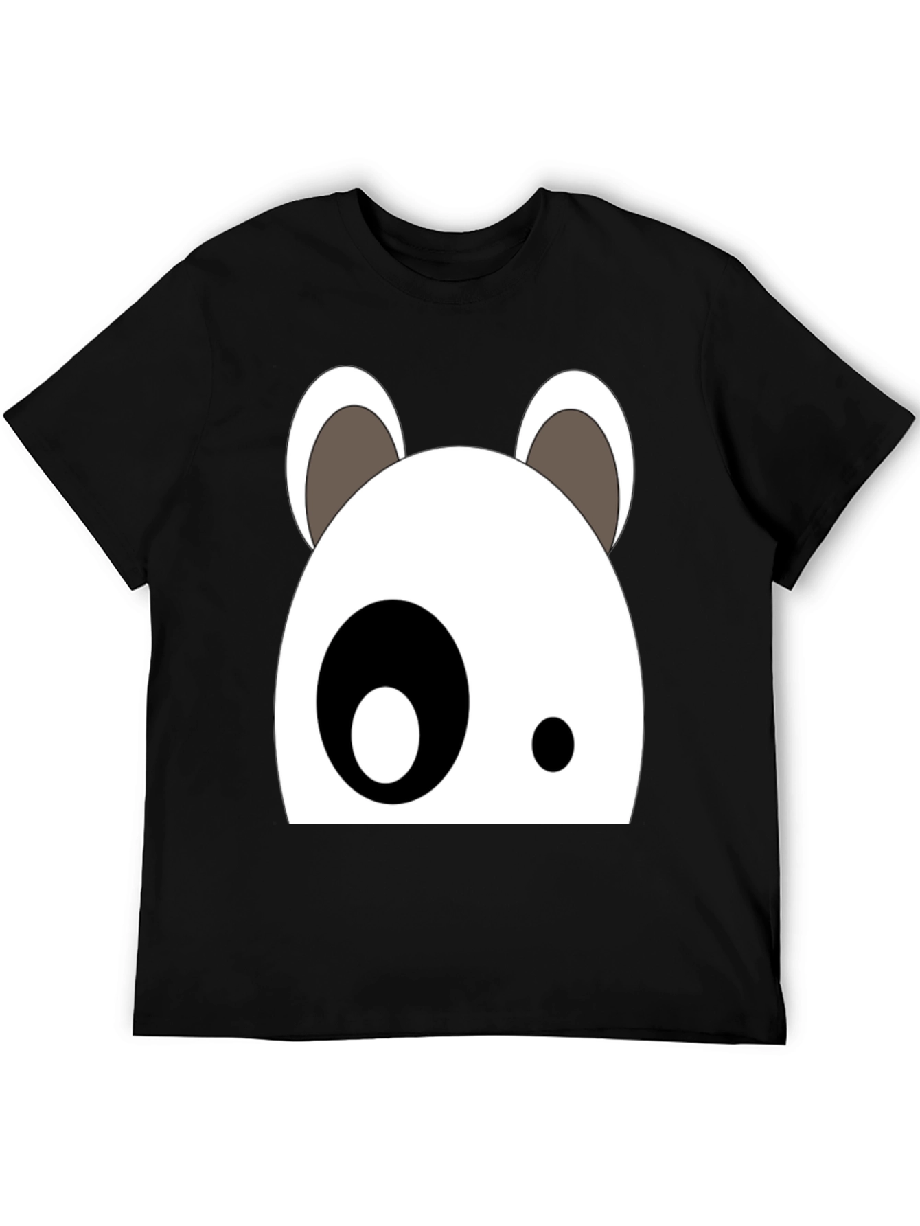 Cartoon Panda Face Black Graphic Tee