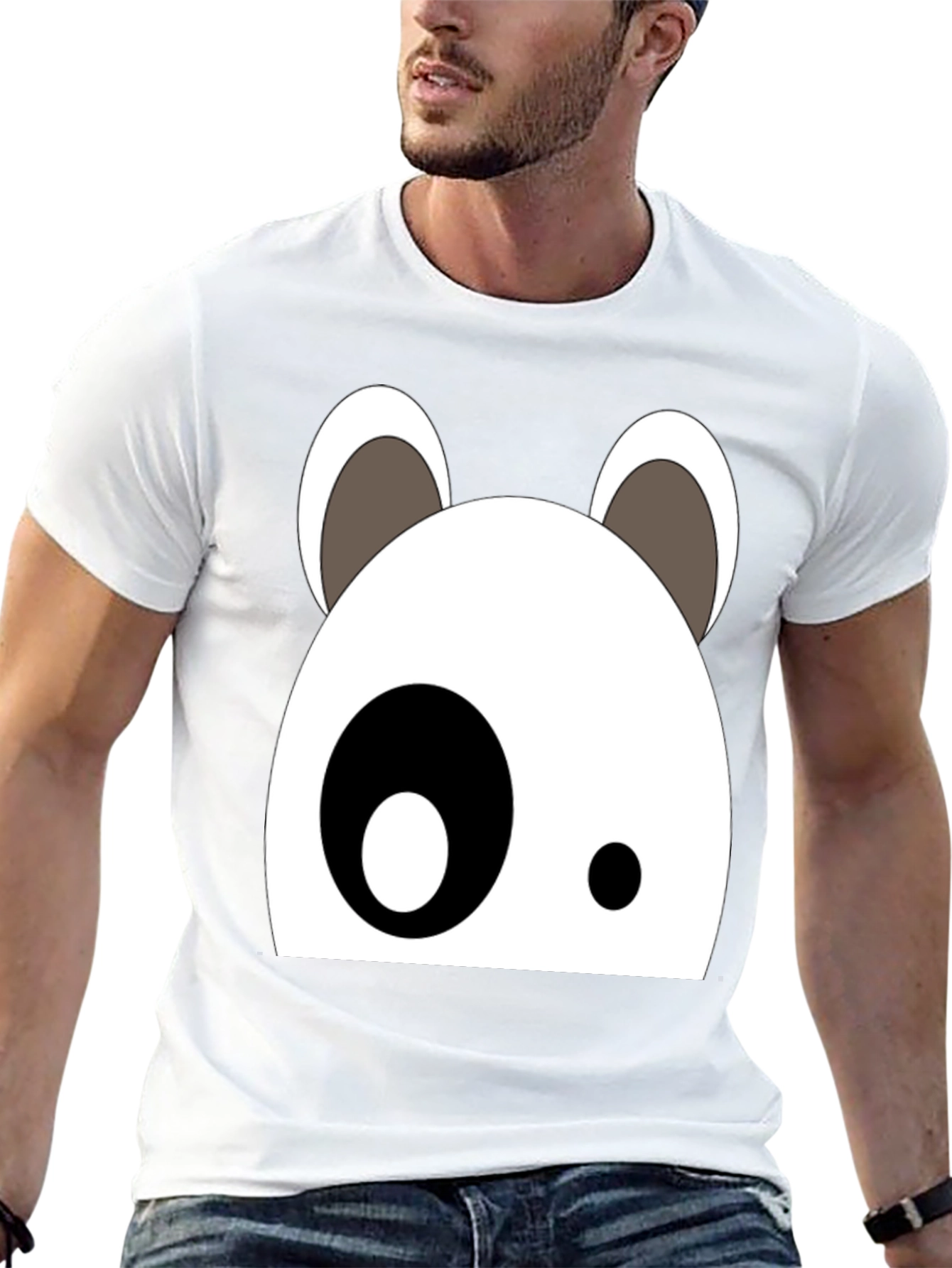 Cartoon Panda Face Black Graphic Tee