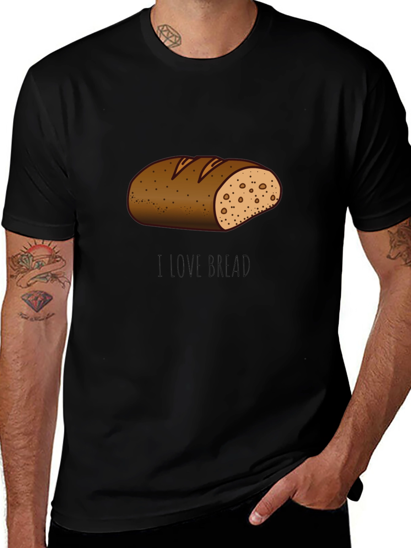 I Love Bread T-Shirt Funny Cartoon Loaf Tee