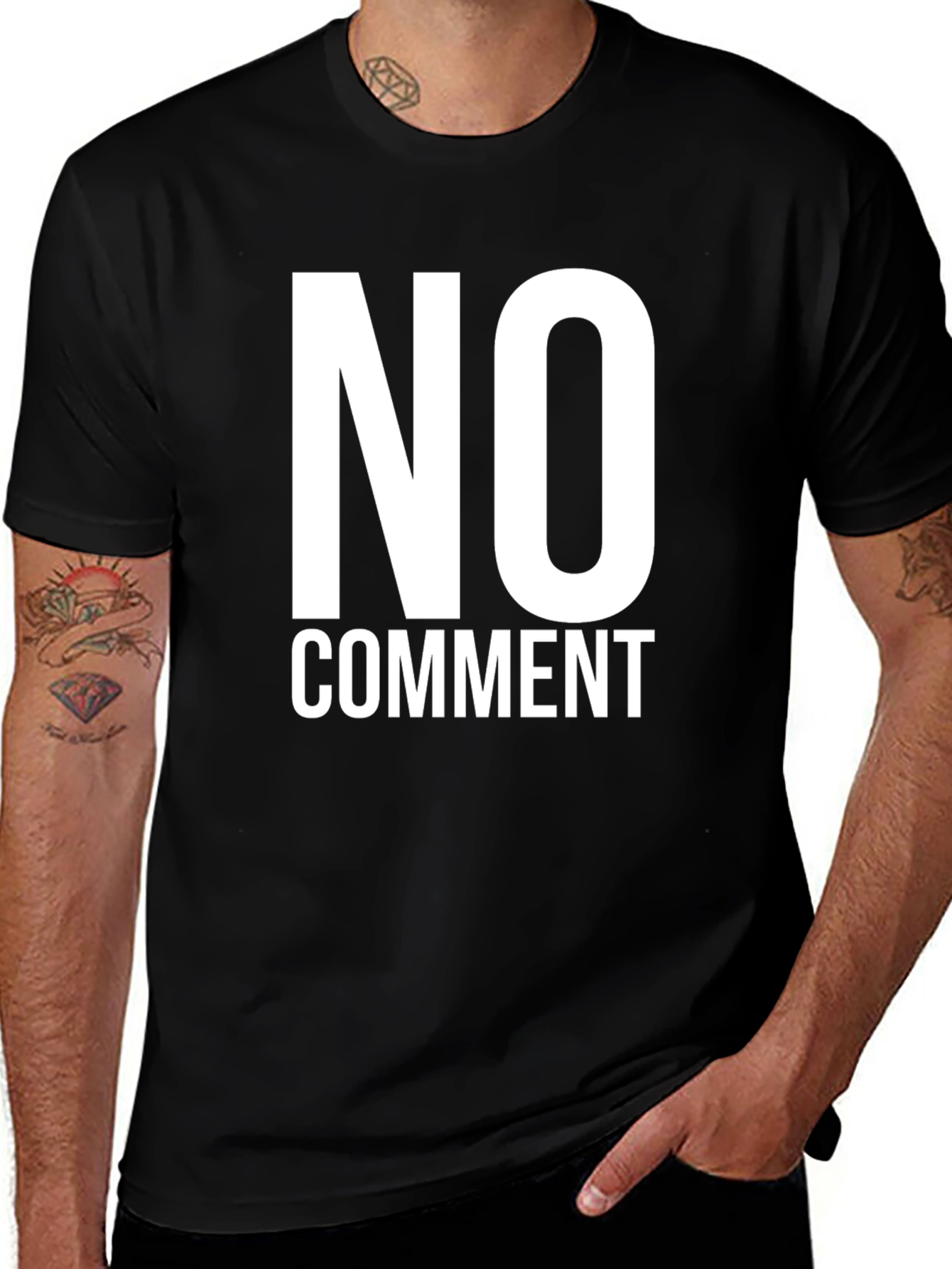 No Comment Graphic Tee - Black Cotton Casual Shirt