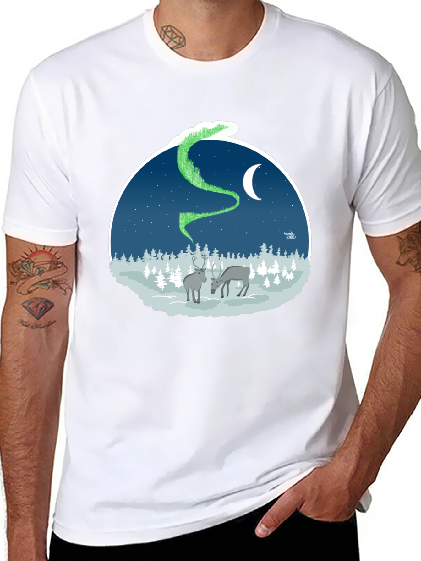 Northern Lights Deer Graphic Tee