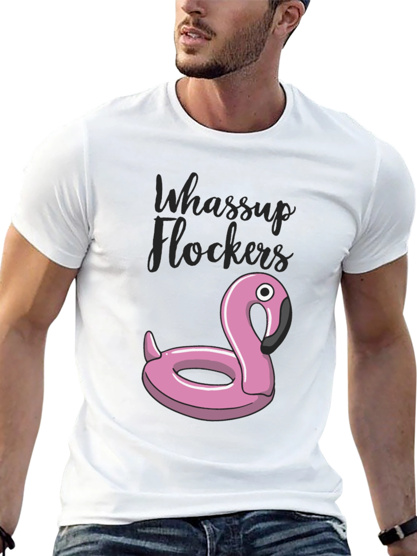 Whassup Flockers Flamingo Pool Float T-Shirt