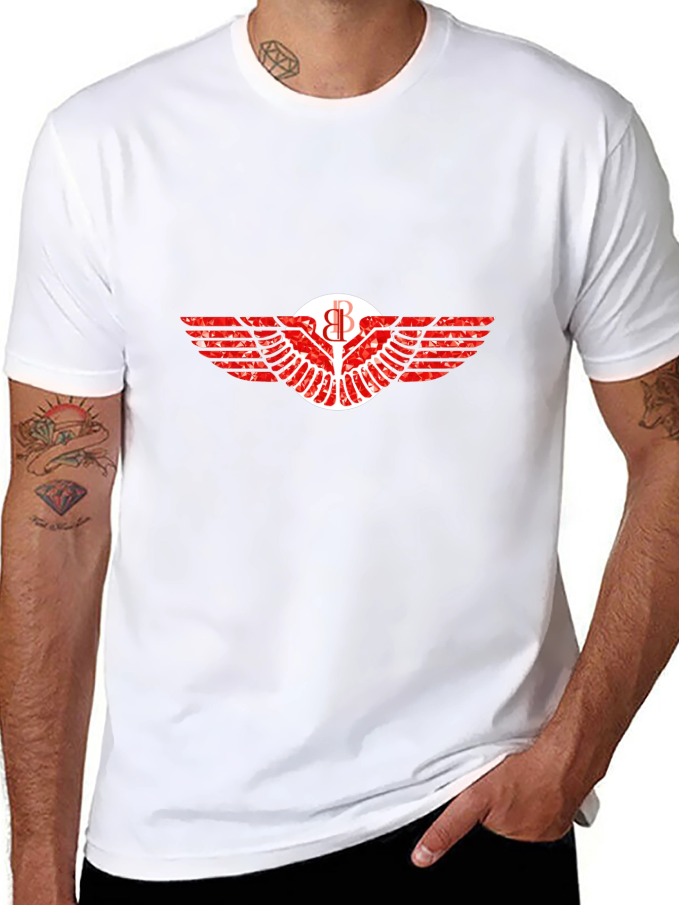 Graphic Tee: Winged Emblem Print