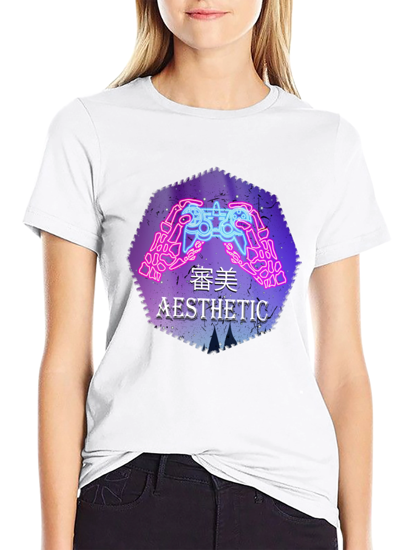 Aesthetic Gamer T-Shirt - Neon Controller Design