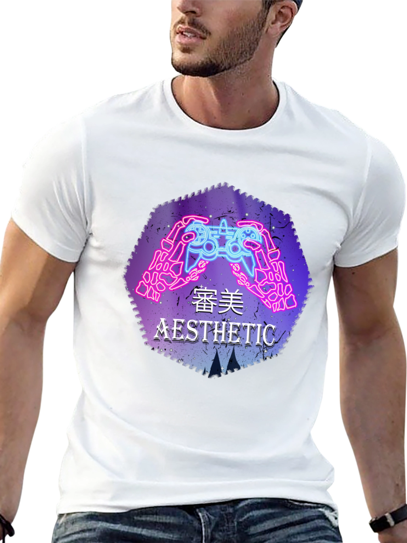 Aesthetic Gamer T-Shirt - Neon Controller Design