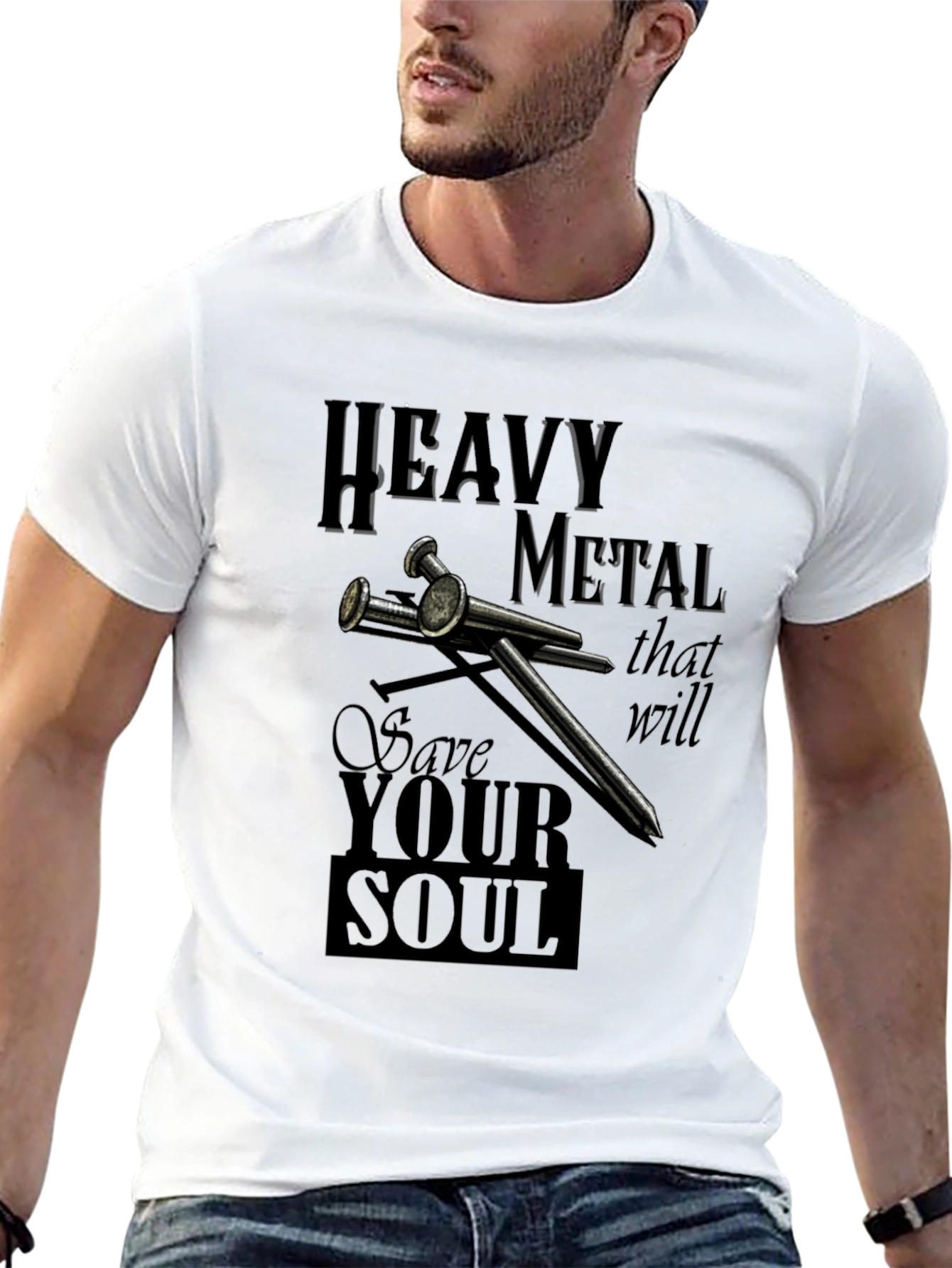 Heavy Metal Save Your Soul Black Graphic T-Shirt