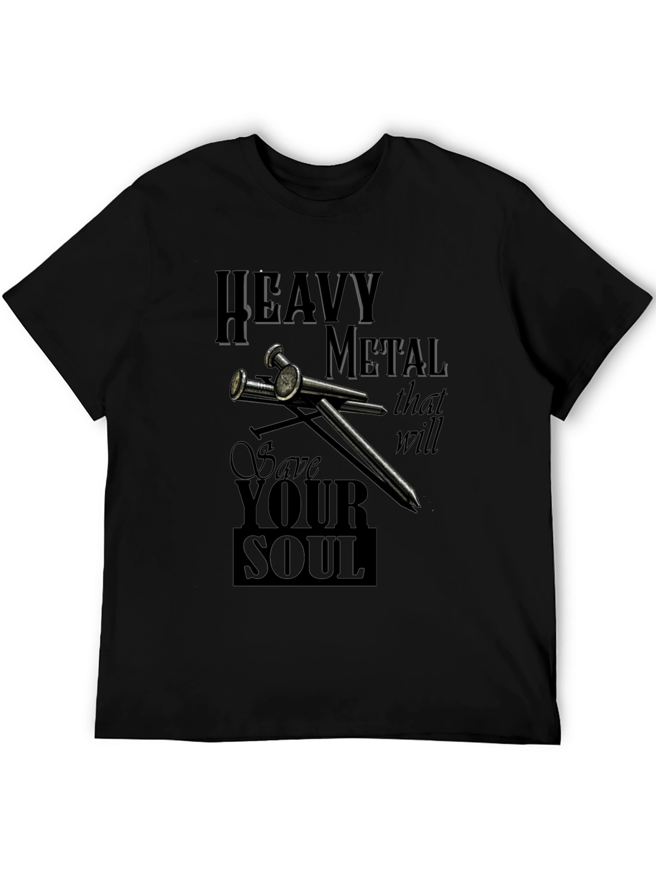Heavy Metal Save Your Soul Black Graphic T-Shirt