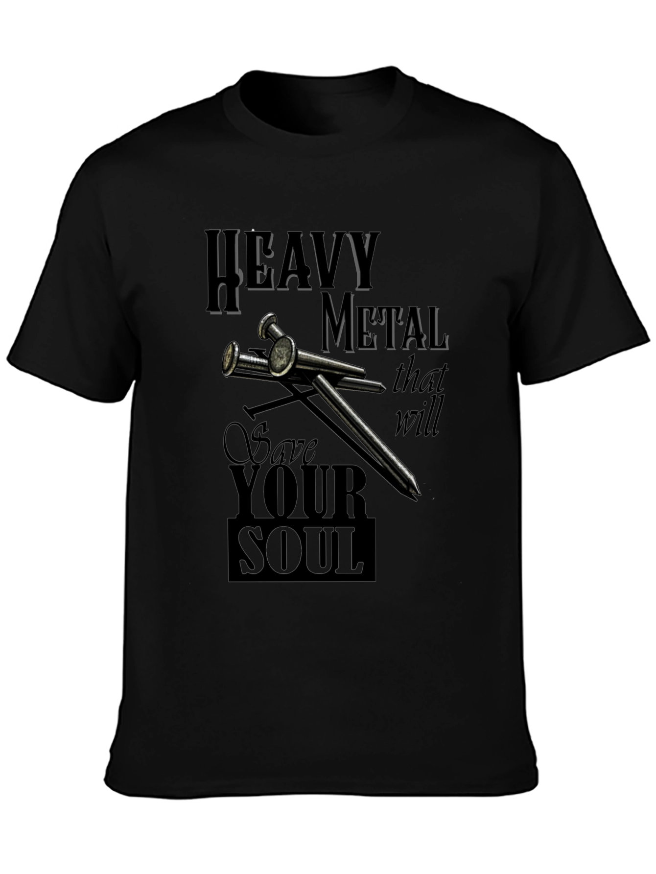 Heavy Metal Save Your Soul Black Graphic T-Shirt
