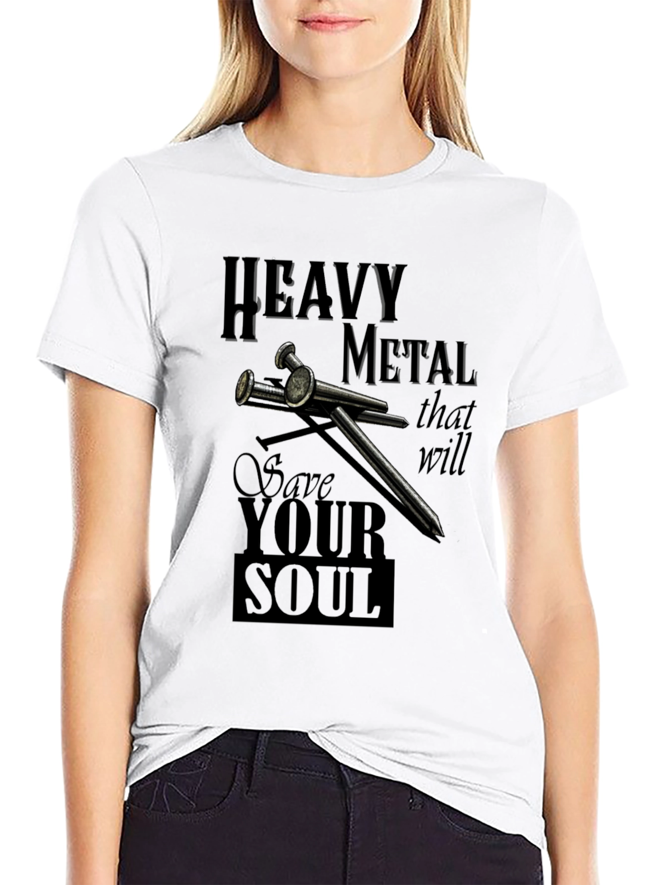 Heavy Metal Save Your Soul Black Graphic T-Shirt