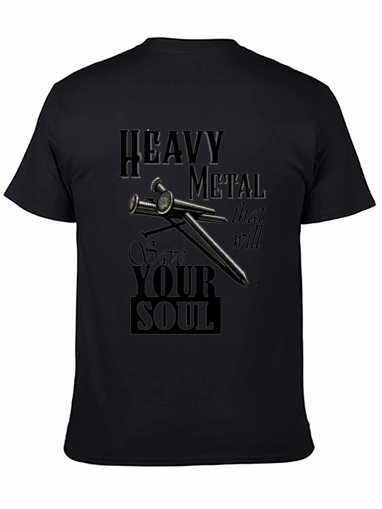 Heavy Metal Save Your Soul Black Graphic T-Shirt