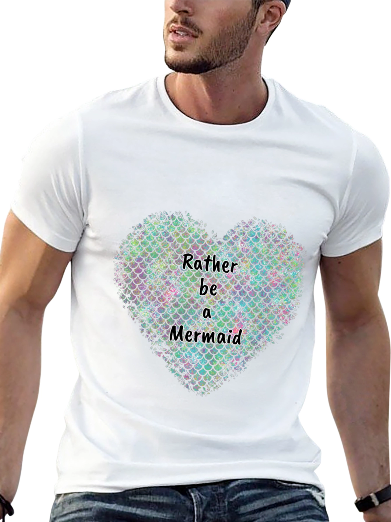 Rather Be a Mermaid Heart Graphic T-Shirt