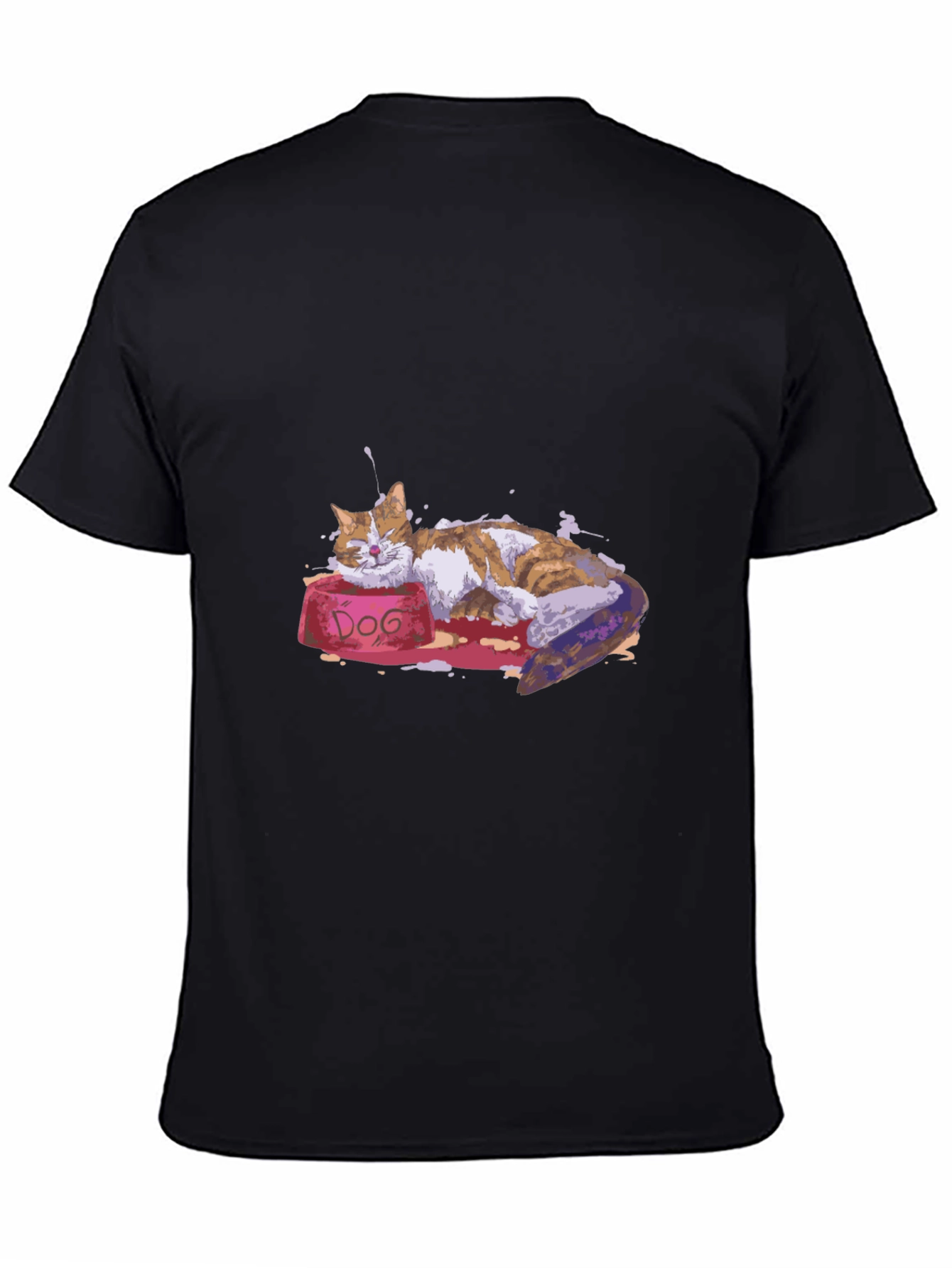 Cat Nap on DOG Bowl - Graphic T-Shirt
