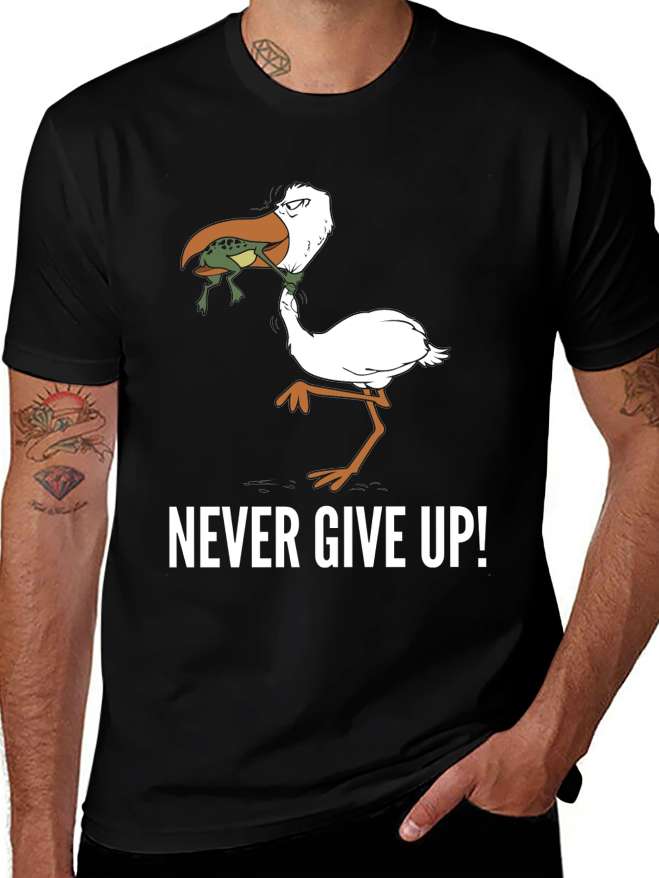 Never Give Up! Graphic Print T-Shirt