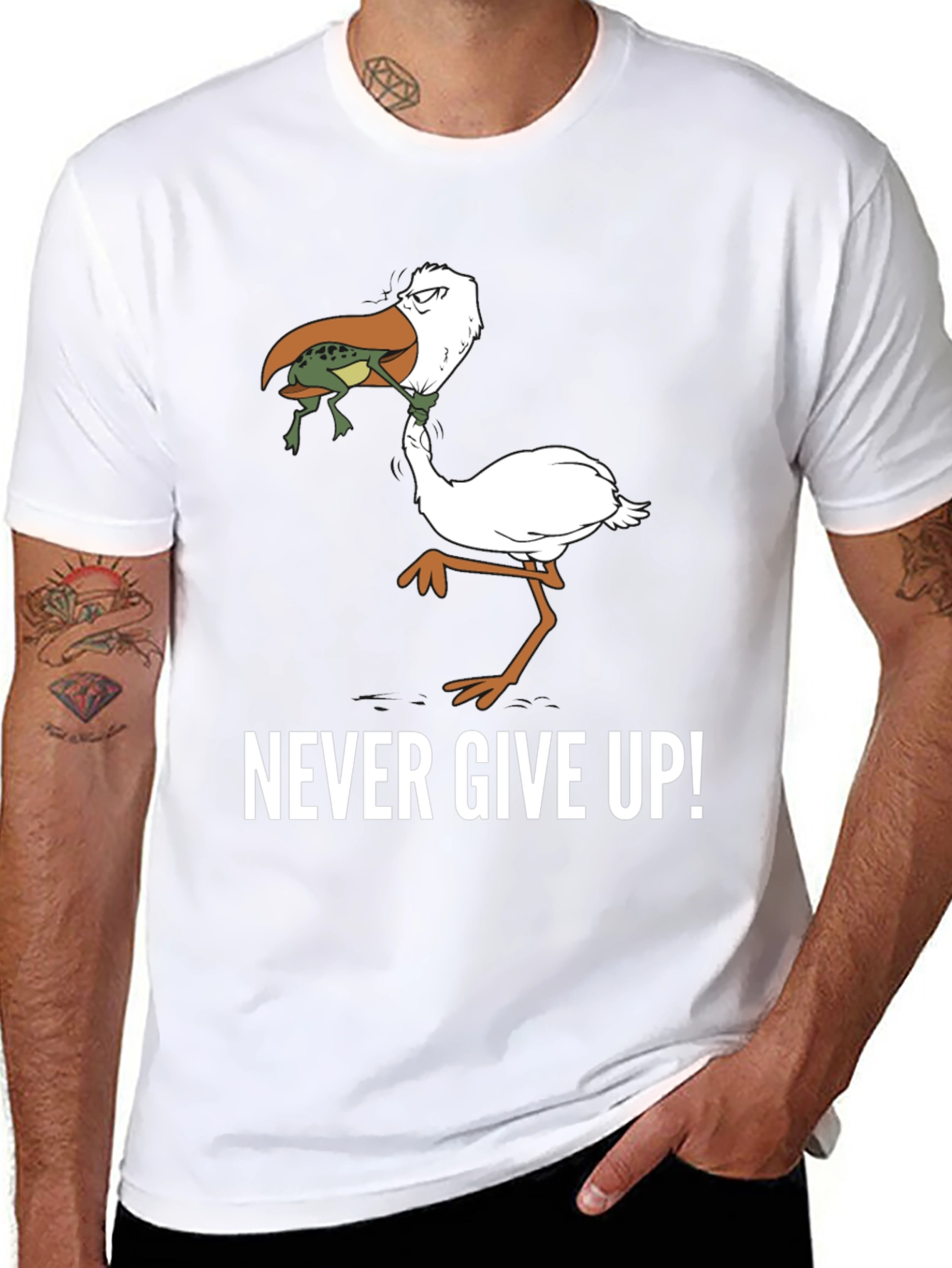 Never Give Up! Graphic Print T-Shirt