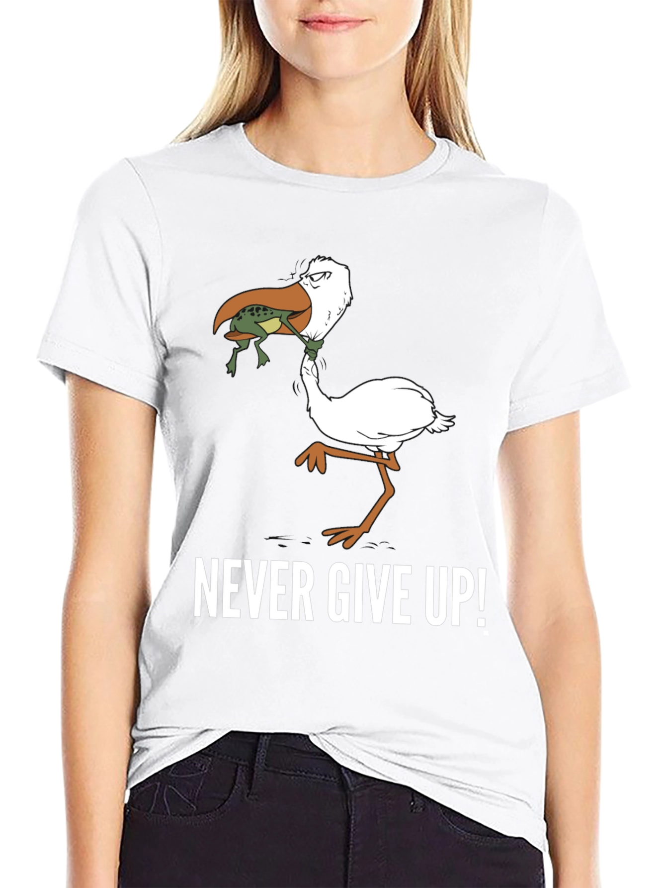 Never Give Up! Graphic Print T-Shirt
