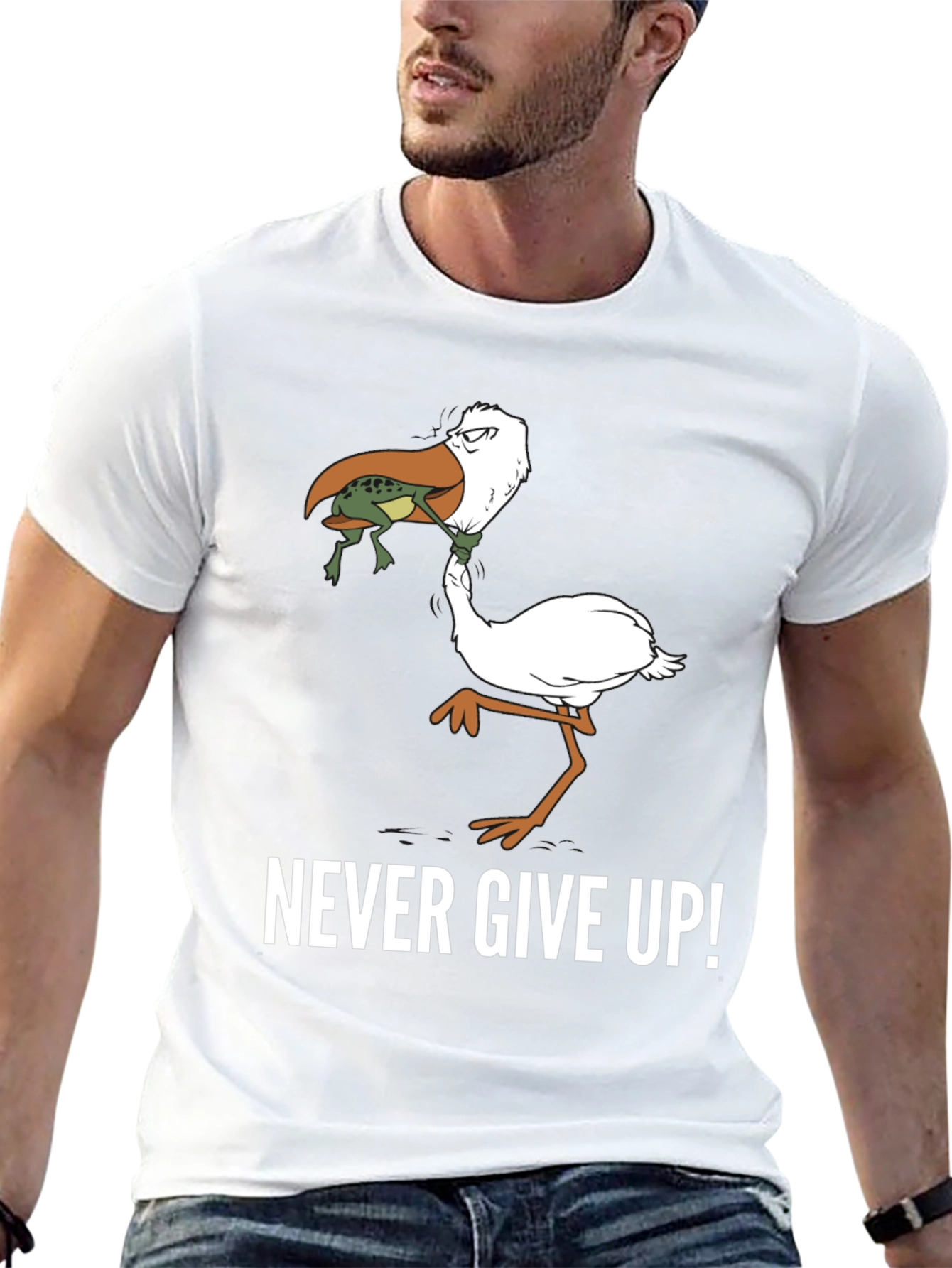 Never Give Up! Graphic Print T-Shirt