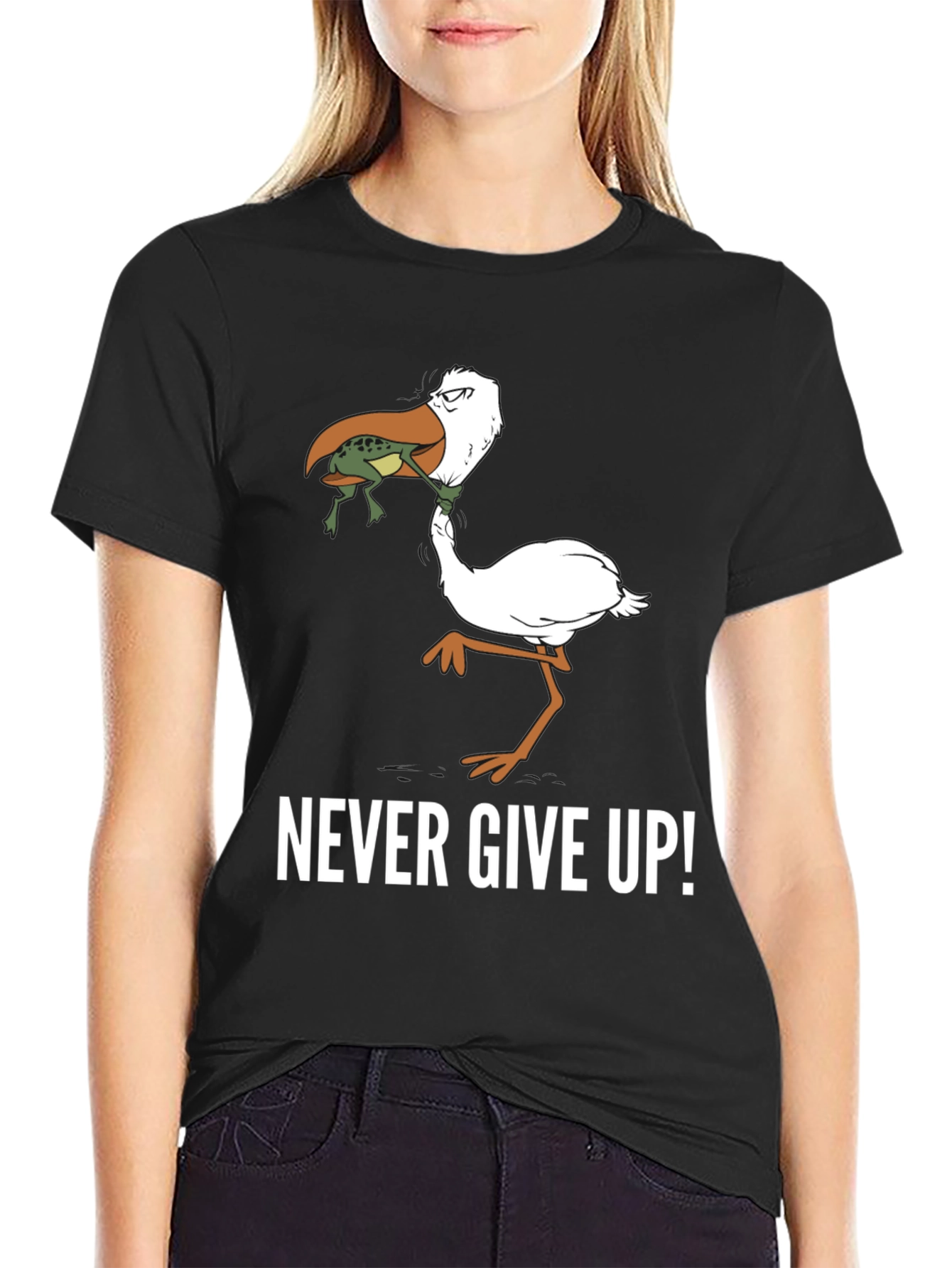 Never Give Up! Graphic Print T-Shirt