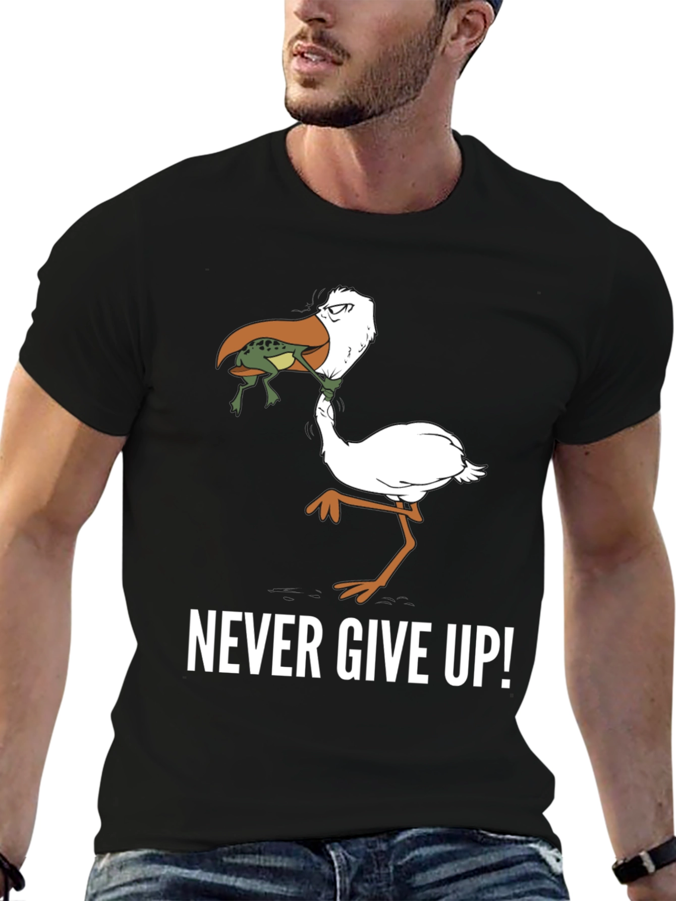 Never Give Up! Graphic Print T-Shirt