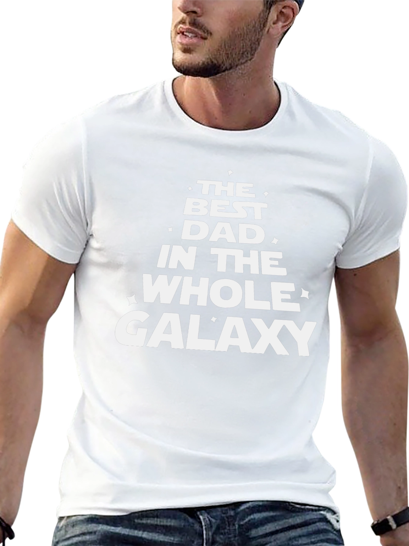 Best Dad in the Galaxy Black Graphic T-Shirt