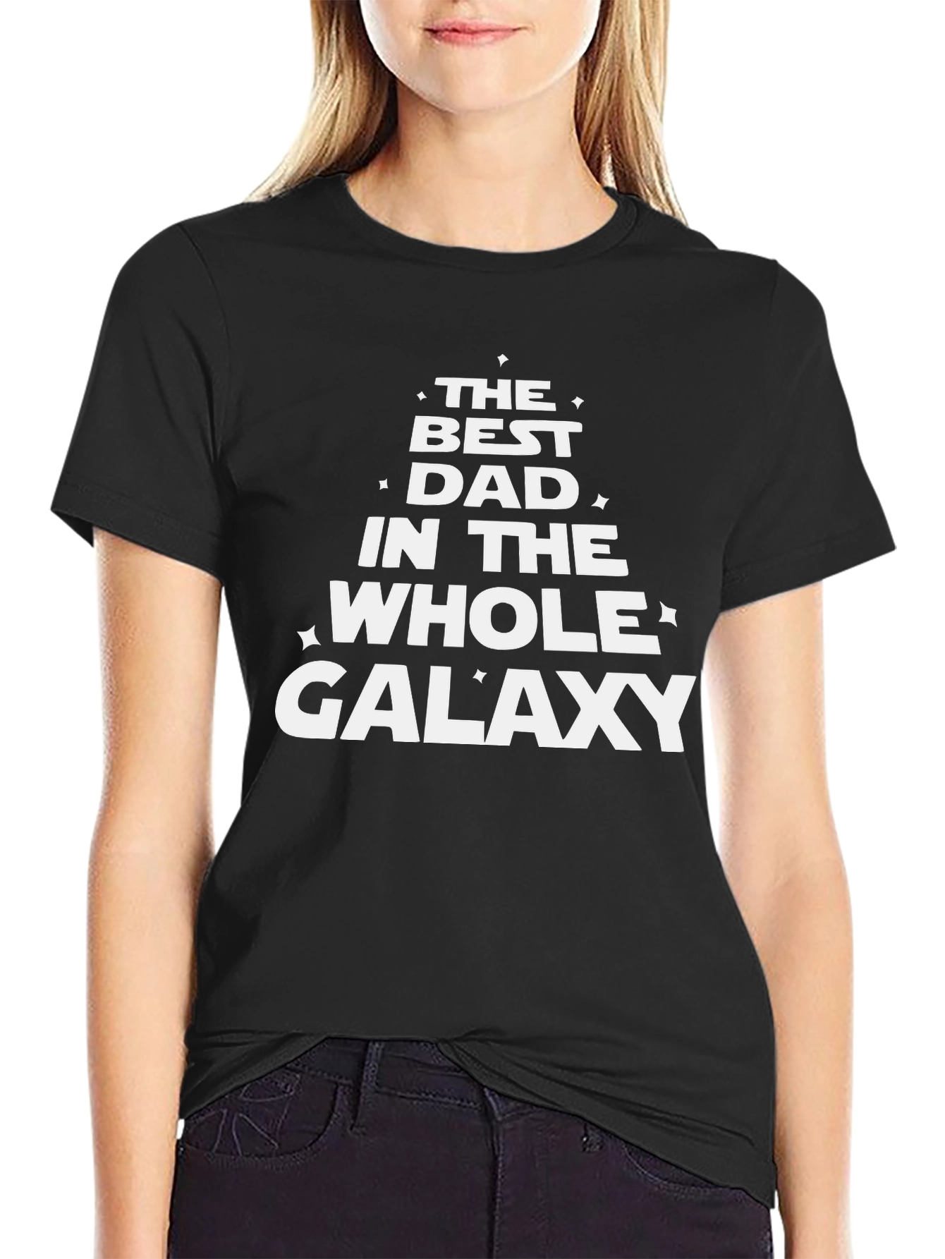 Best Dad in the Galaxy Black Graphic T-Shirt