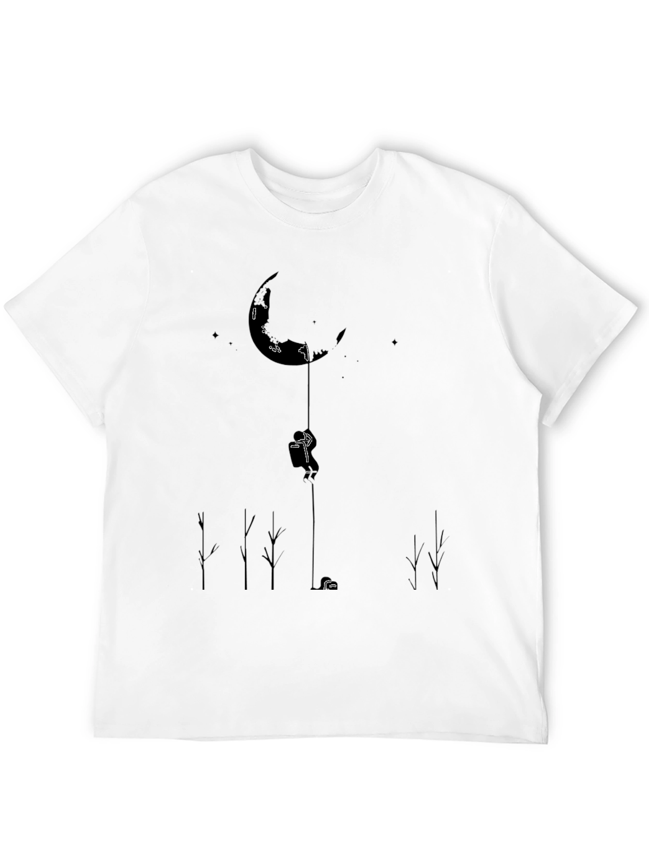 Mans Black T-Shirt - Moon Climber Design