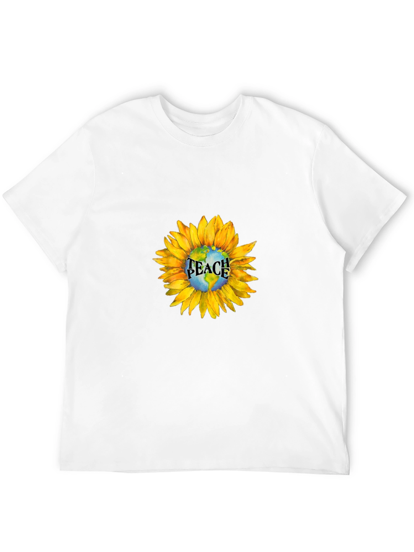 Peace Earth Sunflower Graphic Tee - Black