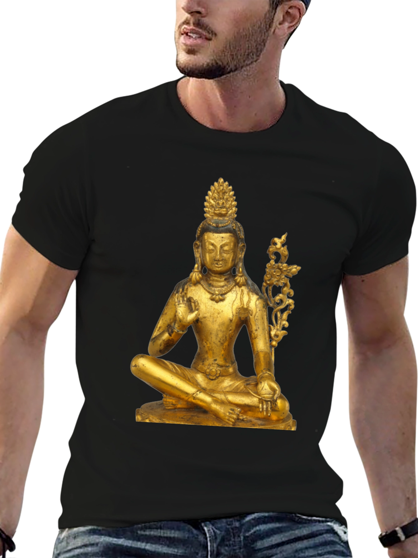 Golden Buddha Graphic Tee - Unisex Black T-Shirt