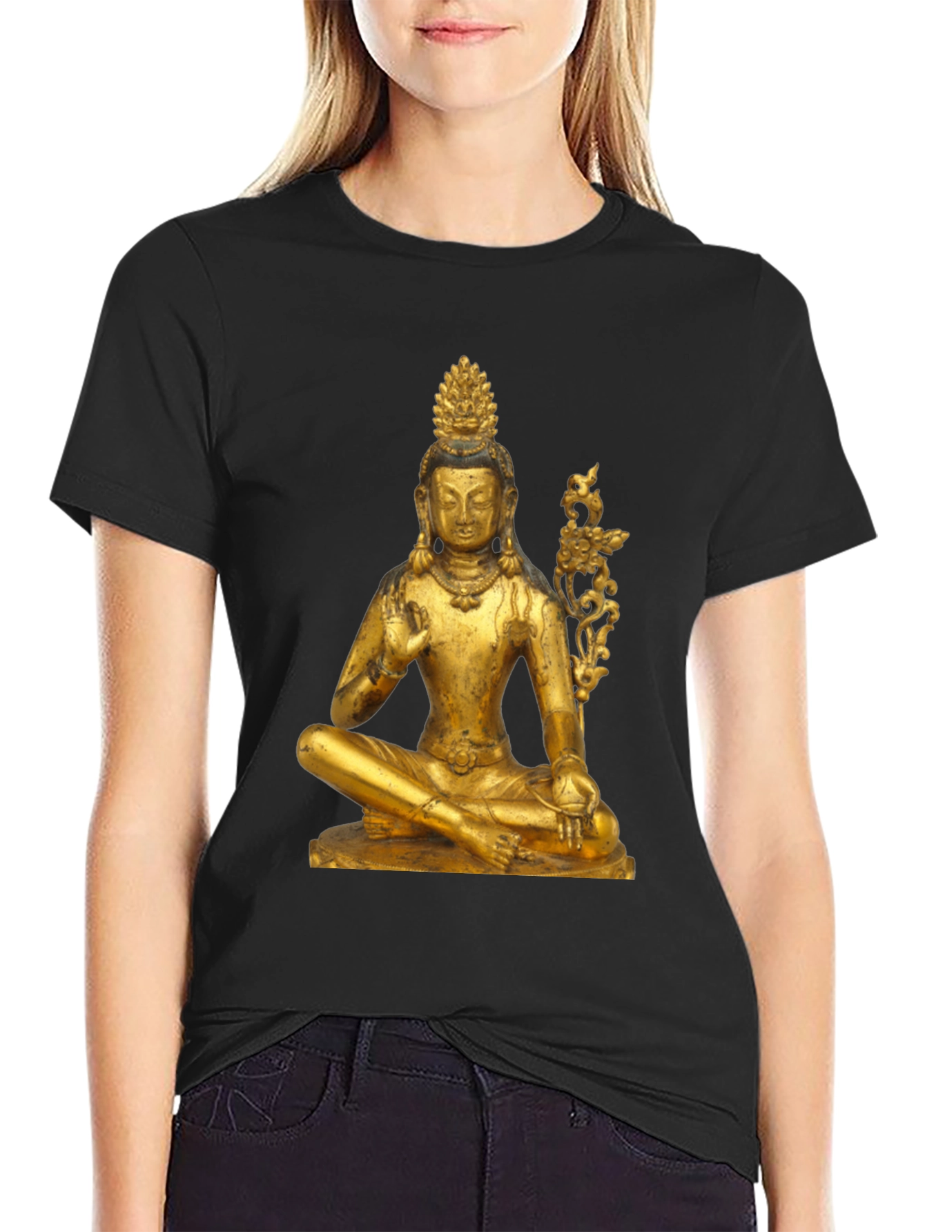 Golden Buddha Graphic Tee - Unisex Black T-Shirt