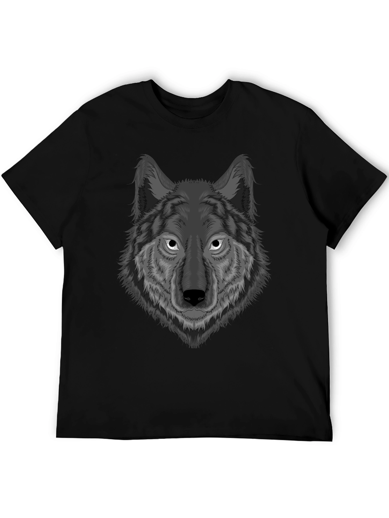 Wolf Graphic Print T-Shirt - Mens Black Tee