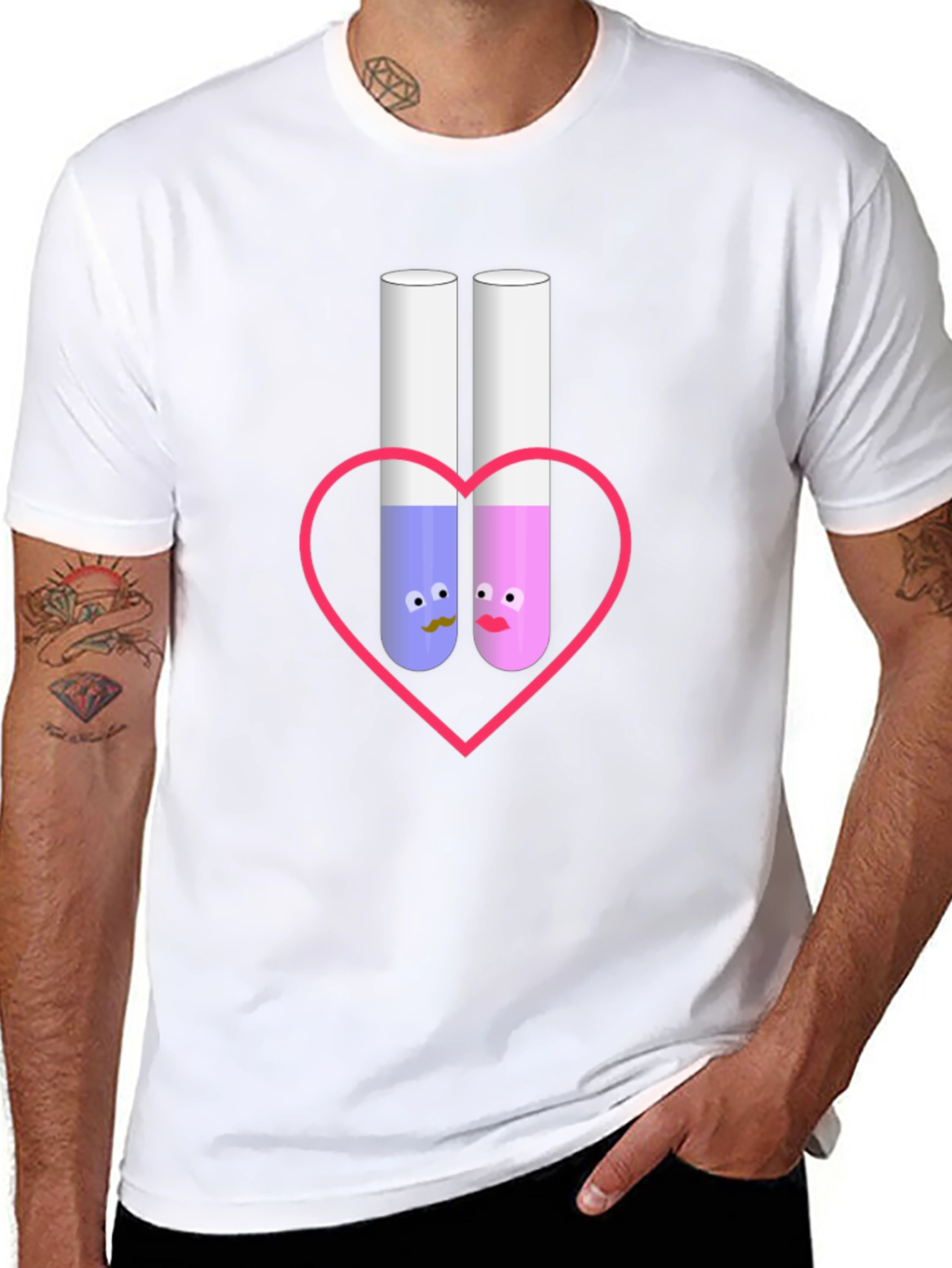 Science Love T-Shirt: Cute Chemistry Test Tubes