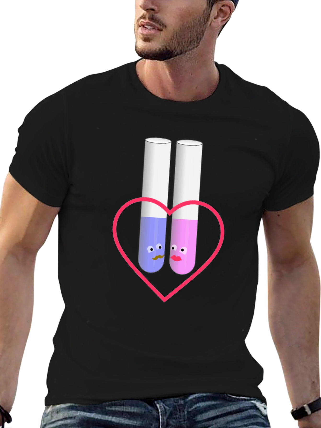 Science Love T-Shirt: Cute Chemistry Test Tubes