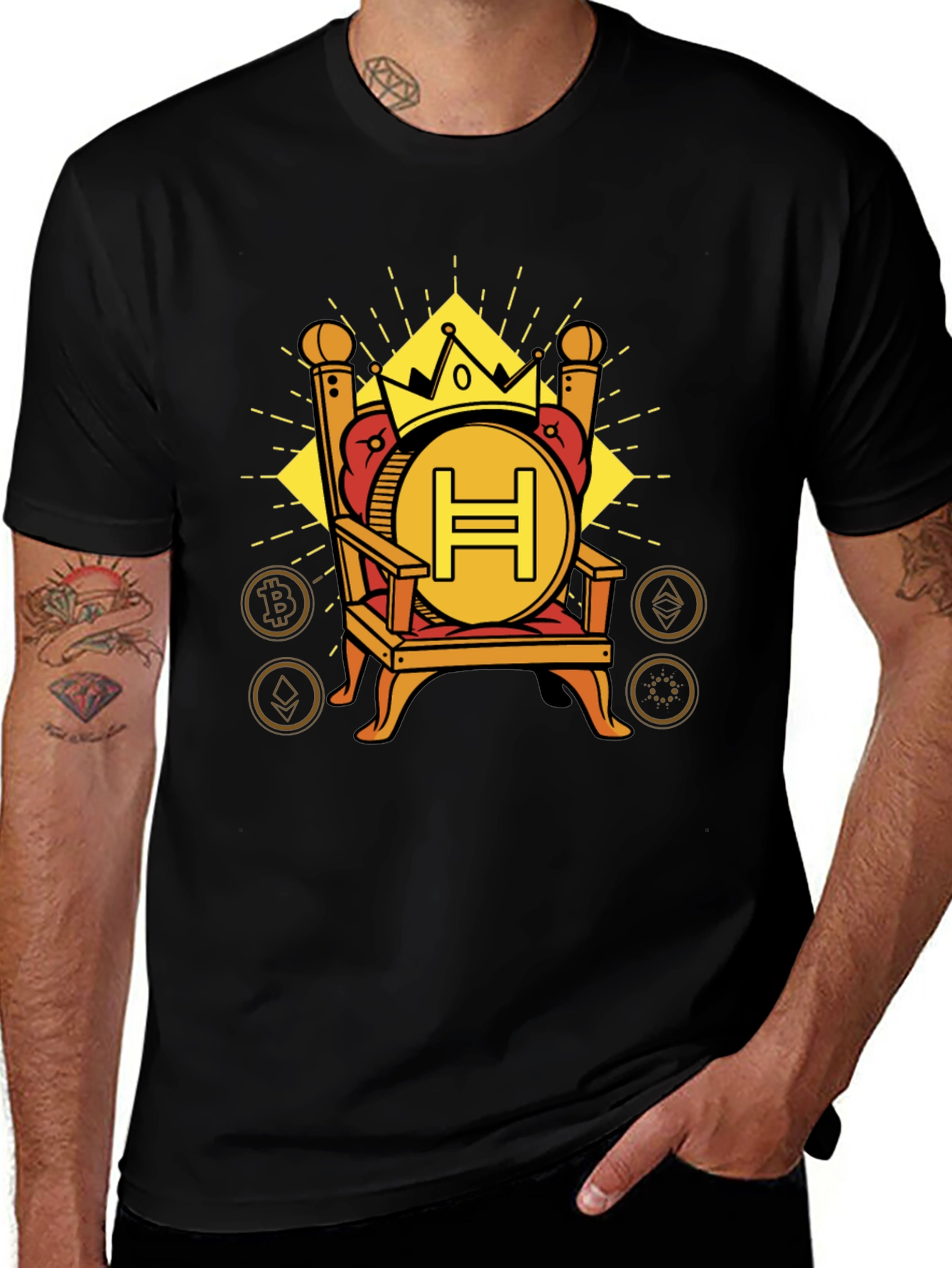 Crypto King T-Shirt - H Coin Throne Design